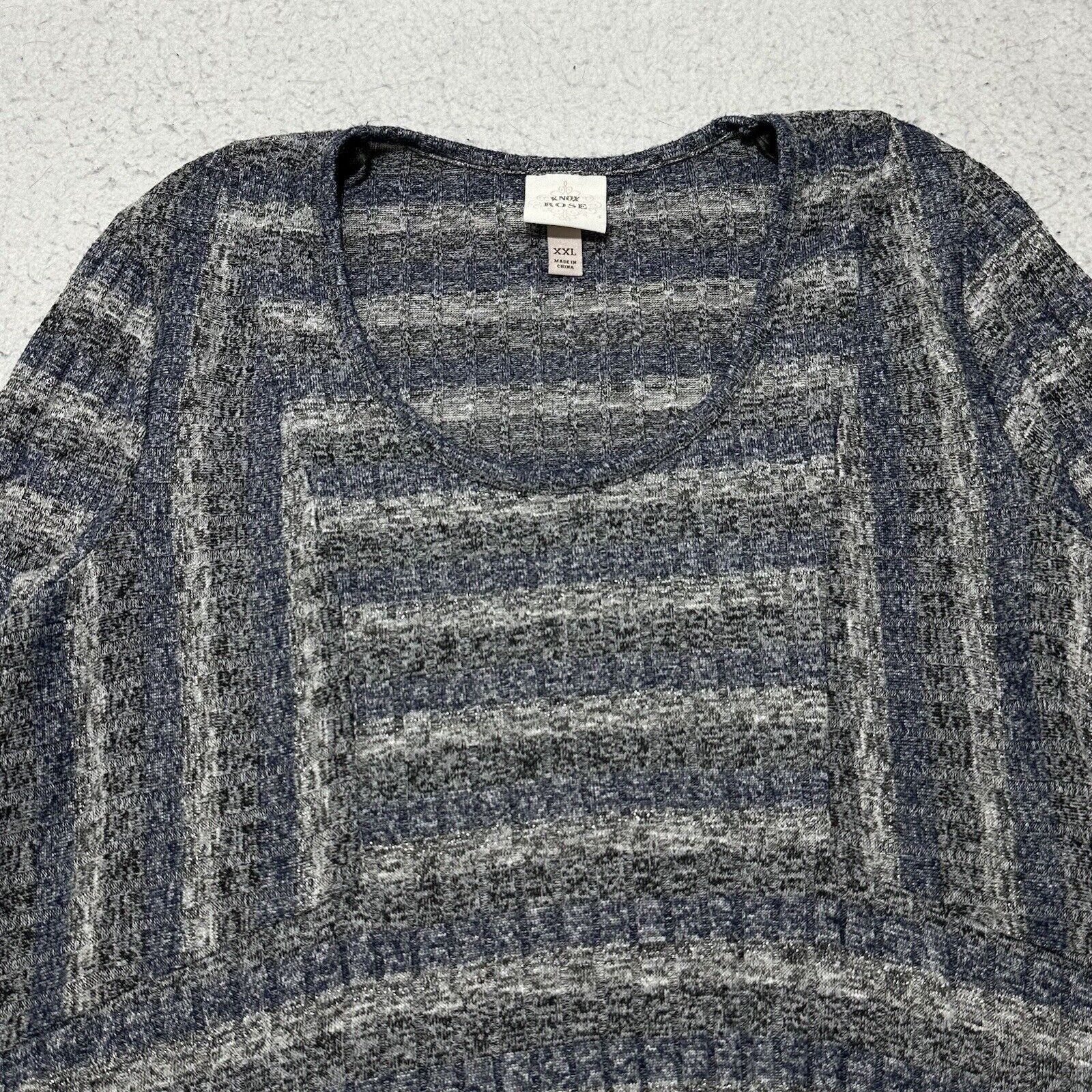 Other Knox Rose XXL Sweater Blue Gray Striped Glitter Sparkle Size XXL / US 16-18 / IT 52-54 - 2 Thumbnail