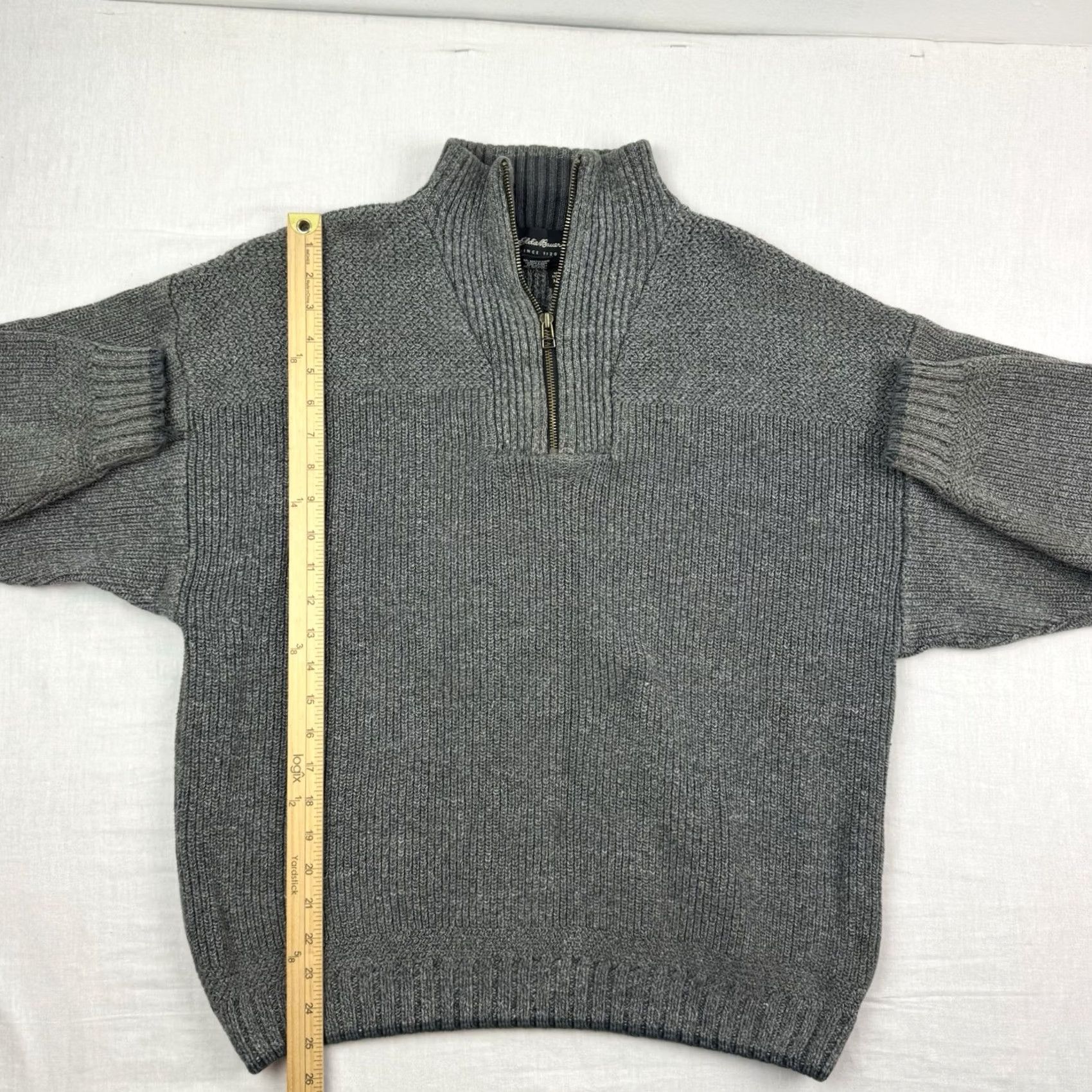 Eddie Bauer VINTAGE Eddie Bauer Sweater Pullover Quarter Zip Adult Medium Knit Gray USA 90s Mens Size US M / EU 48-50 / 2 - 6 Thumbnail