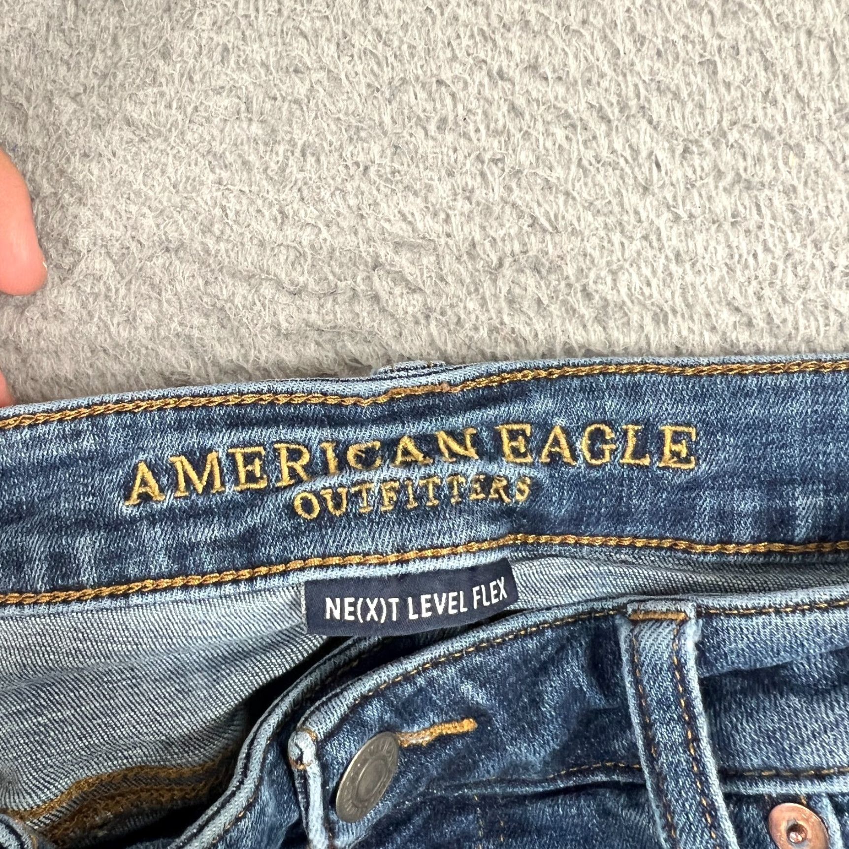 American Eagle Outfitters American Eagle Original Straight Jeans Men's 34x32 Flex Denim Medium Wash Distressed Blue 90s Grunge Size US 34 / EU 50 - 6 Thumbnail