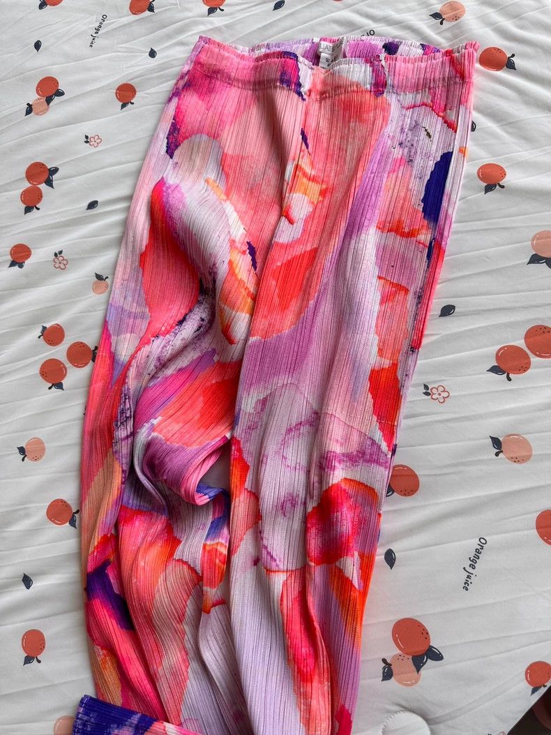 Issey Miyake Issey Miyake size:2 Pink floral pleated trousers Size 32" / US 10 / IT 46 - 5 Thumbnail