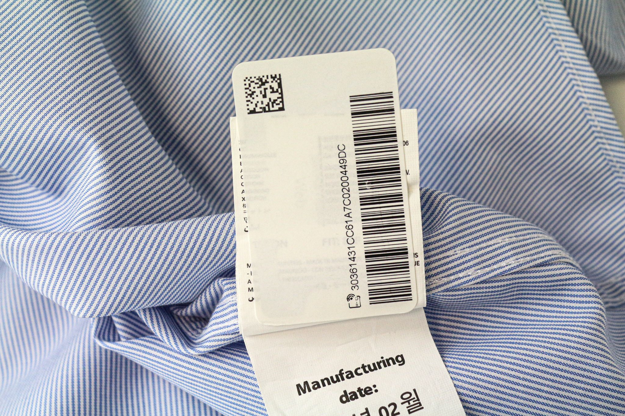 Suitsupply 40/15 3/4 Extra Slim Blue Cotton Striped Shirt 77216 Size 40R - 7 Thumbnail