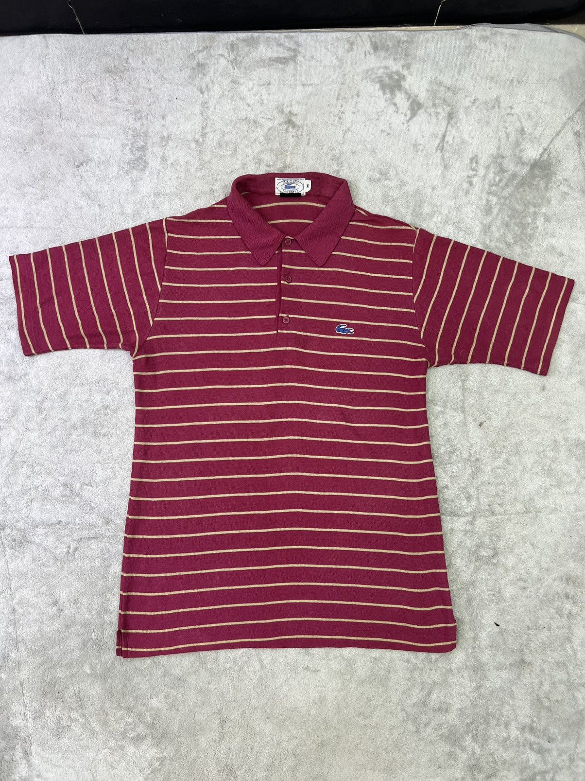 Lacoste Vintage 90s LacosteStripedPoloShirt Pink Beige SingleStitch Size US M / EU 48-50 / 2 - 1 Thumbnail