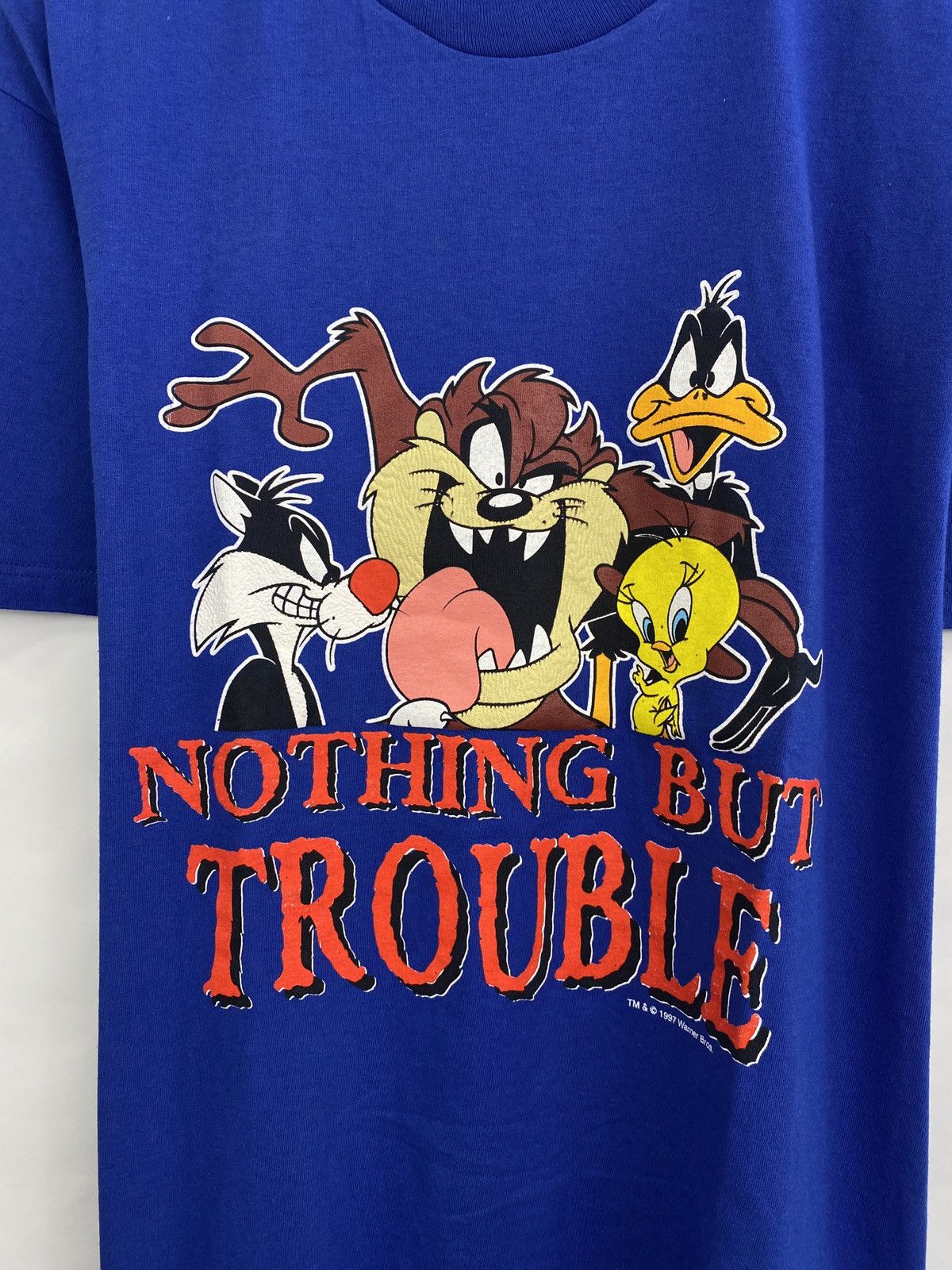 Warner Bros 🇺🇸Vintage 1997 Taz Sylvester Tweety Daffy Warner Bros T-Shirt Size US L / EU 52-54 / 3 - 4 Thumbnail