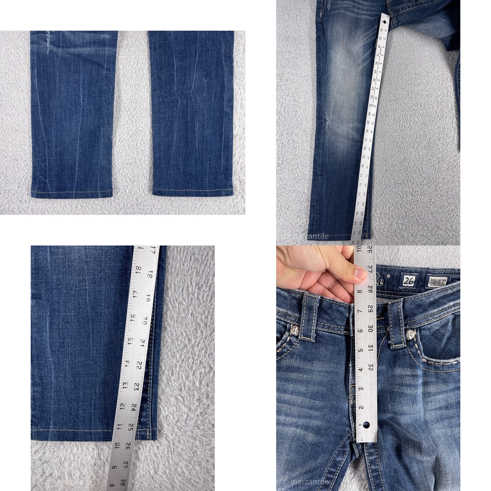 Miss Me Miss Me Jeans Women 26 Blue Denim Straight Leg Embellished Bling JE5616T4R Size 26" / US 2 / IT 38 - 10 Thumbnail