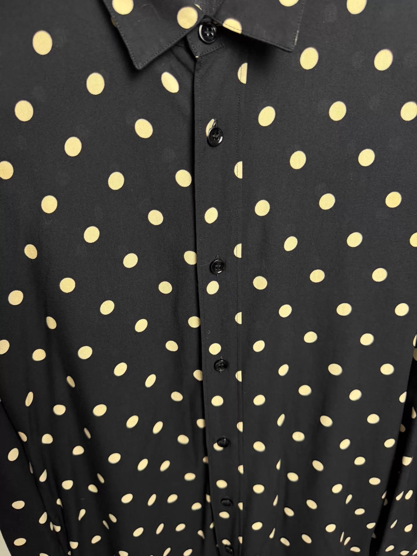 Saint Laurent Paris SLP 16fw Black Base Ivory Polka Dot Lapel LS 36 xxs Size US XXS / EU 40 - 3 Thumbnail