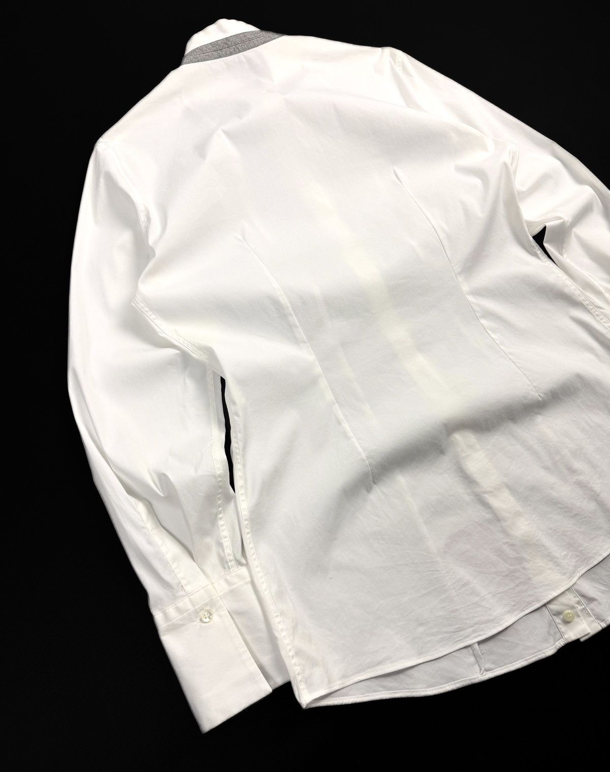 Brunello Cucinelli Brunello Cucinelli Womens White Cotton Blend Shirt Silk Trim Size XL / US 12-14 / IT 48-50 - 8 Thumbnail