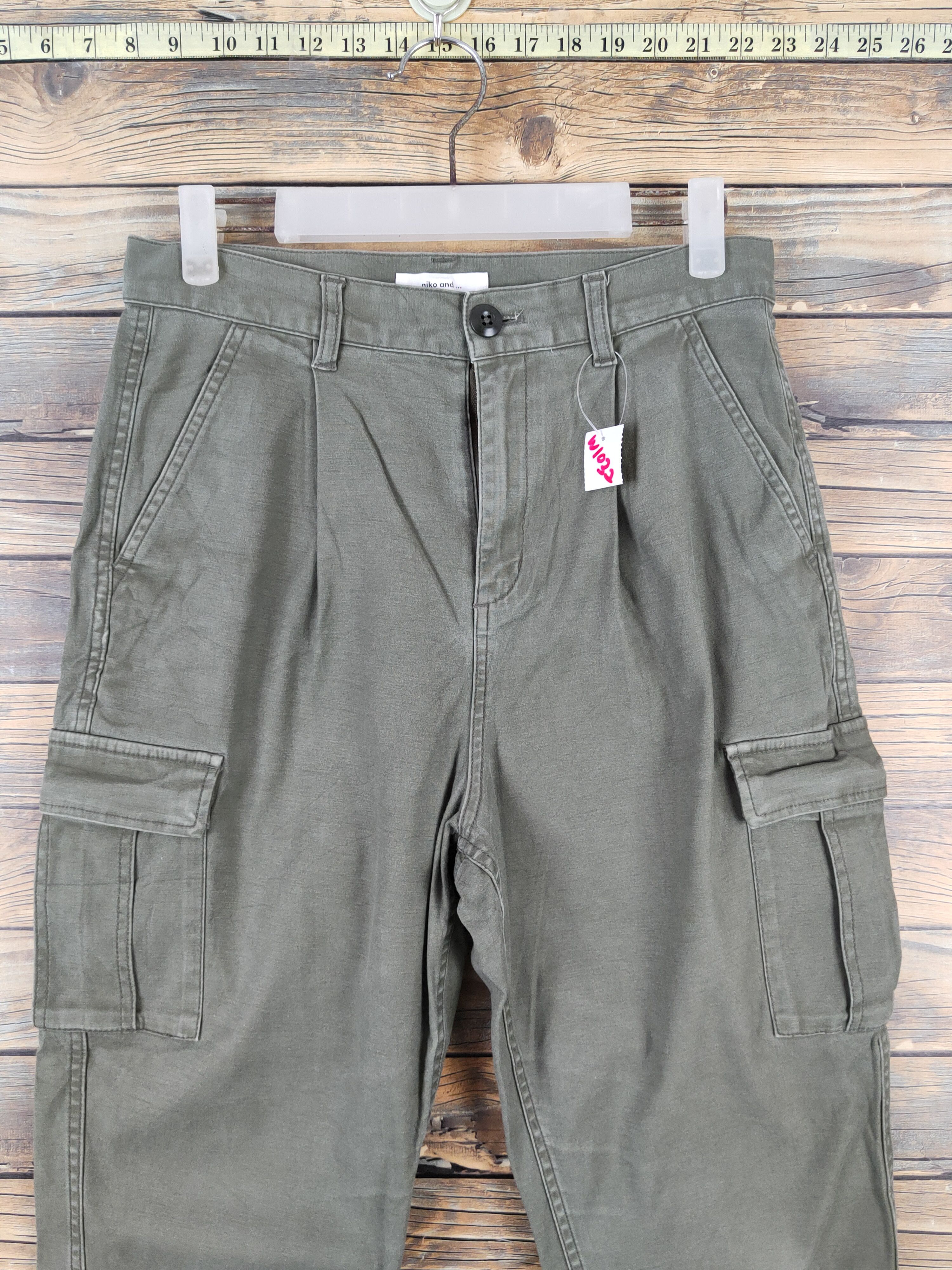 Japanese Brand Niko and... Green Multipocket Tactical Cargo Pants #W1032 Size US 29 - 2 Thumbnail