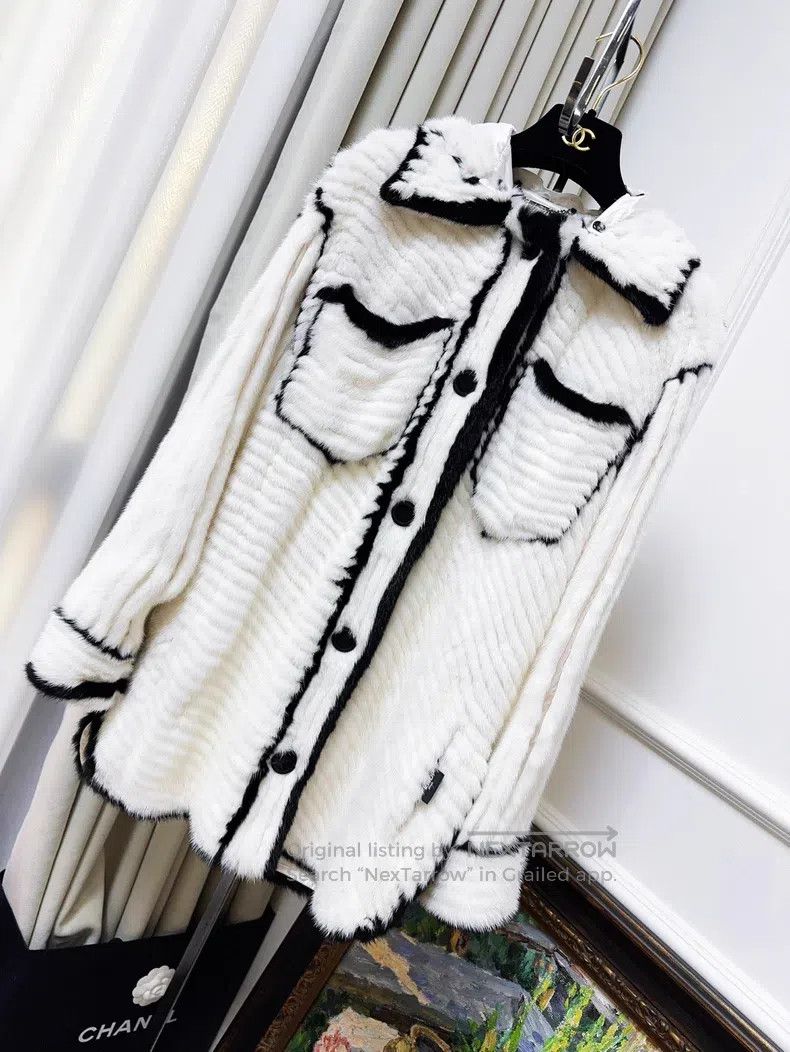 Fendi Fendi White and Black Trim Detachable Hood Mink Fur Coat, Size XXS / US 00 / IT 34 - 1 Thumbnail