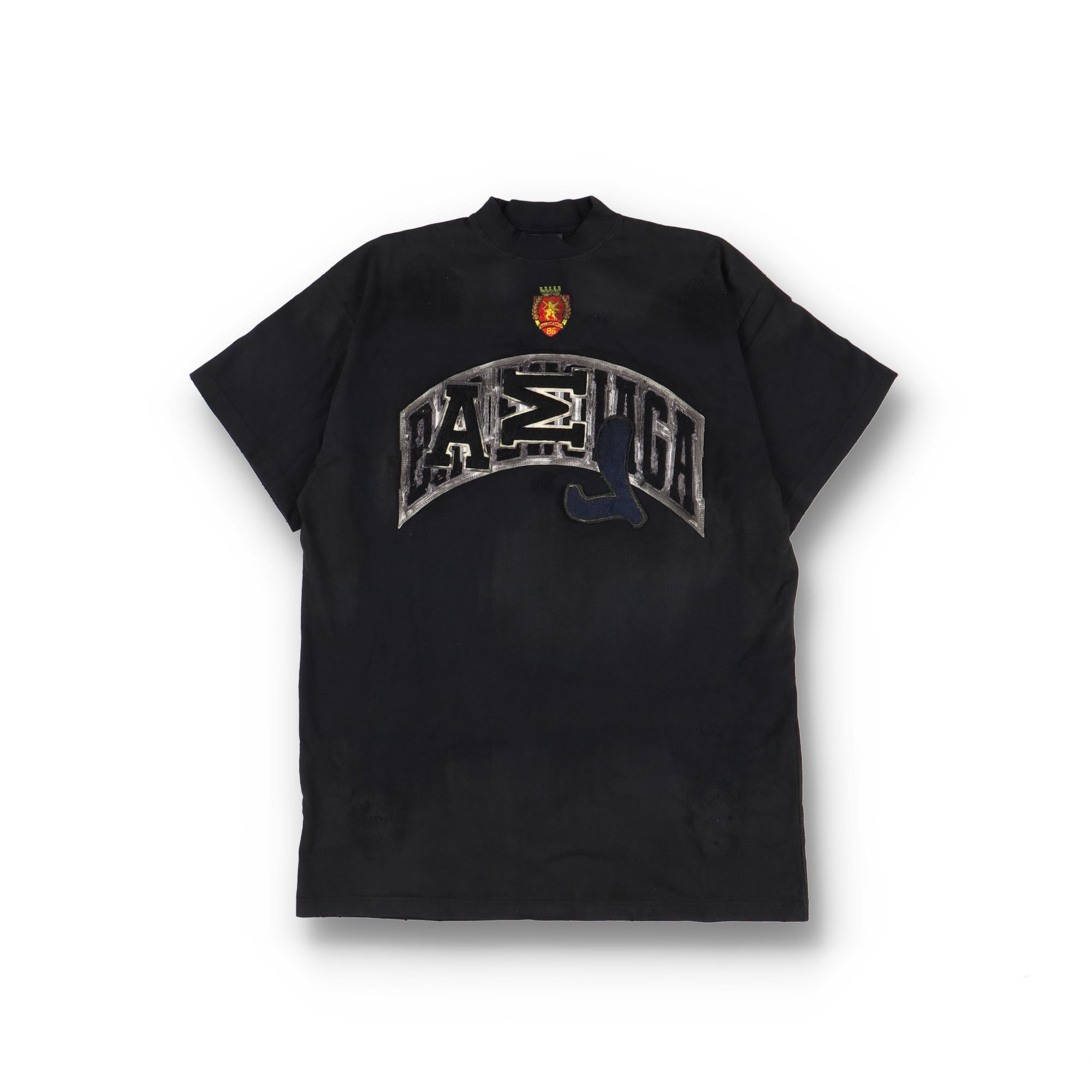 Balenciaga Black Distressed Skater Logo Oversized T-Shirt Size XS / US 0-2 / IT 36-38 - 2 Thumbnail