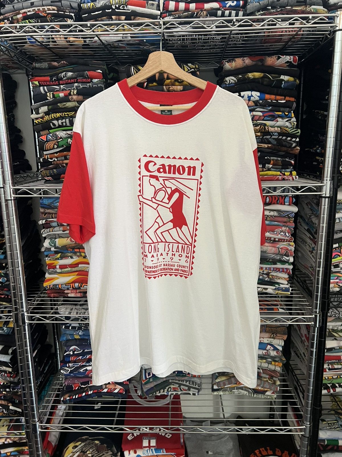 Canon 1996 Canon Long Island Marathon Stamp Tee Size US XL / EU 56 / 4 - 1 Thumbnail