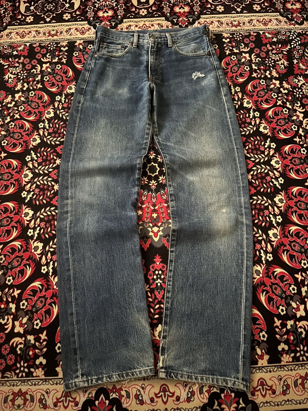 Levi's × Vintage ⚡️Vintage⚡️Levi’s 502XX Big E Talon Zip Redline Selvedge Jeans Size US 29 - 2 Thumbnail