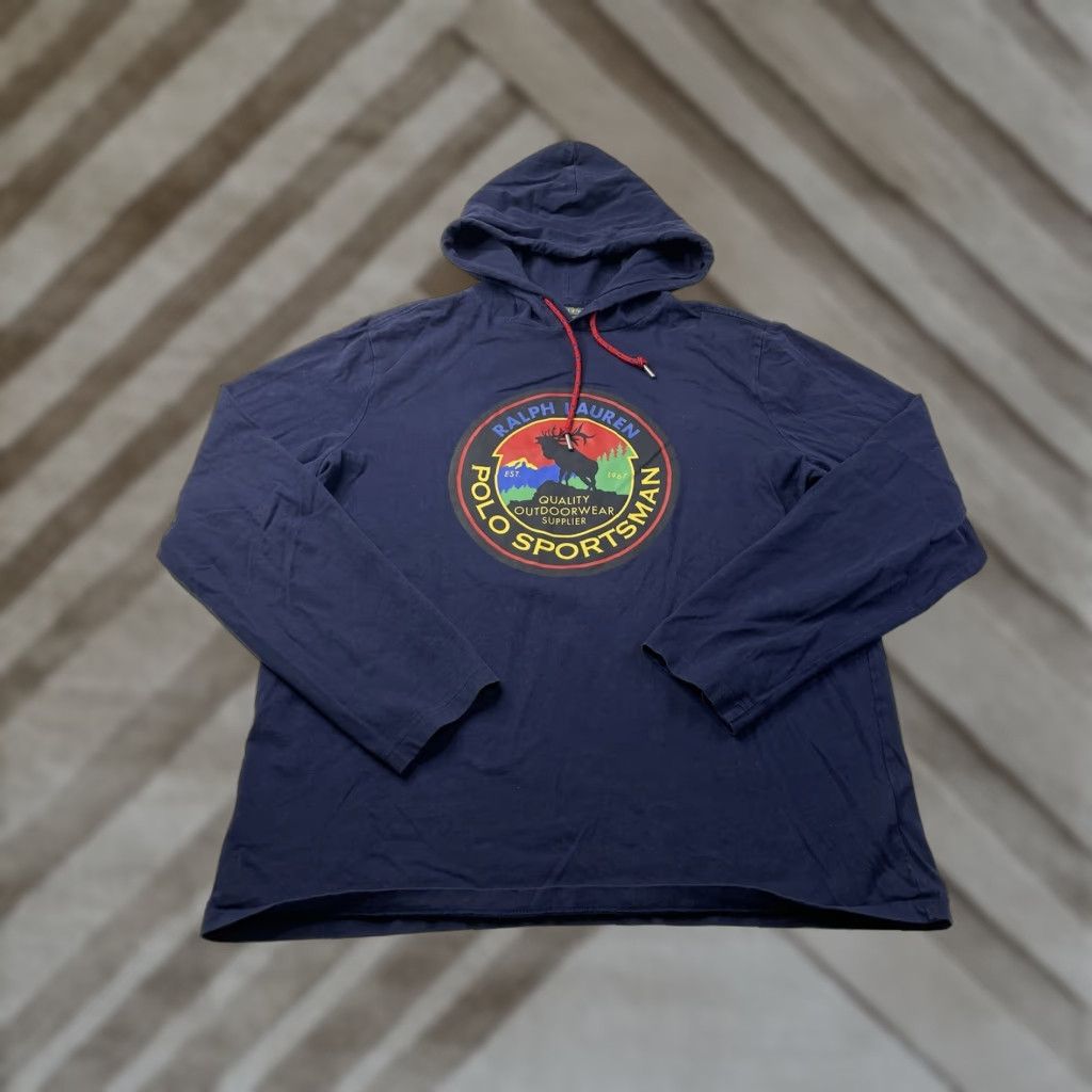 Polo Ralph Lauren Polo Ralph Lauren Hoodie Pullover T-Shirt Country Sportsman Hooded Mens Medium Blue M Size US M / EU 48-50 / 2 - 1 Thumbnail