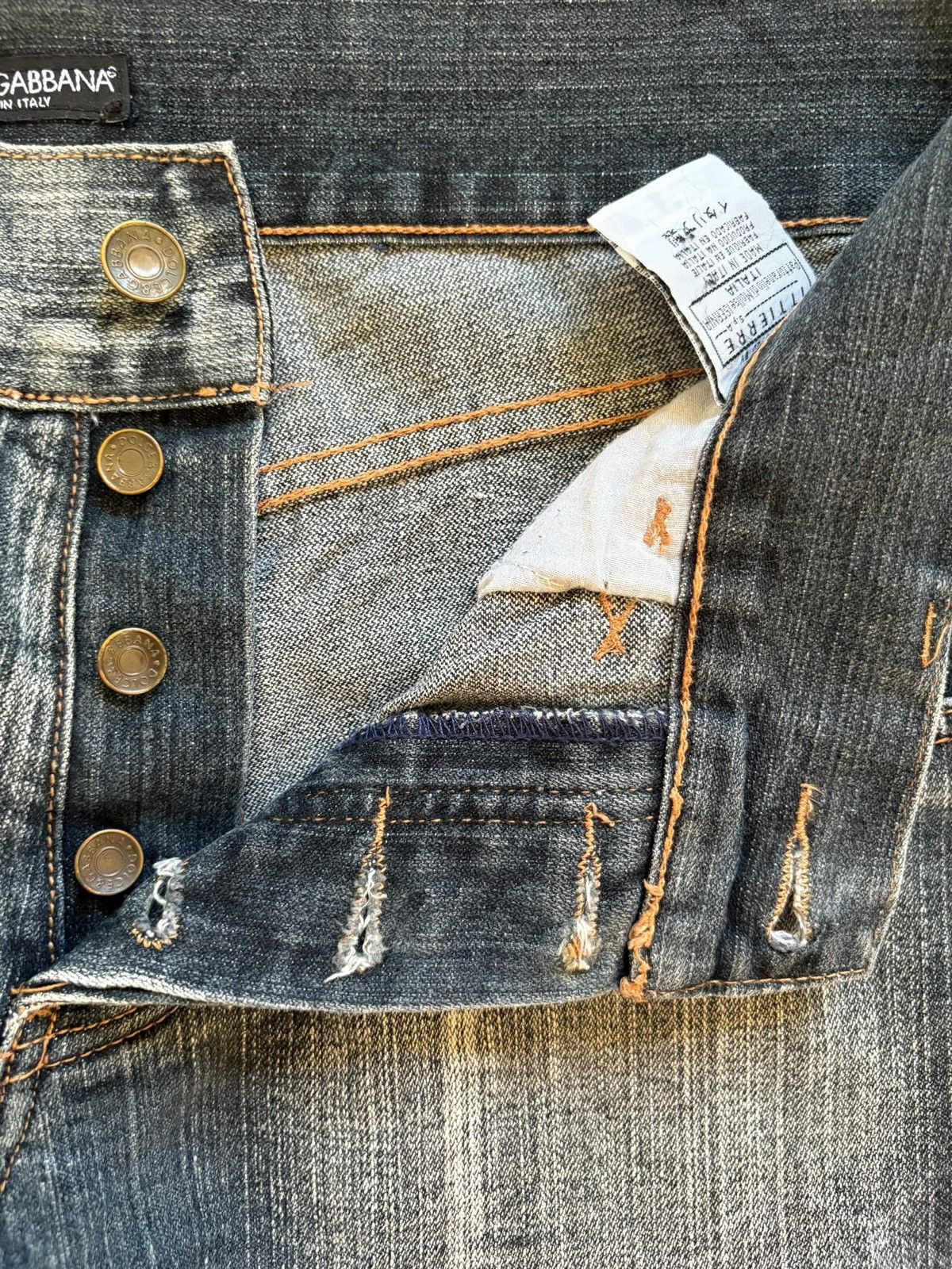 Dolce & Gabbana Vintage Dolce & Gabbana Mud Wash Spell Out Bootcut Jeans Size US 33 - 3 Thumbnail