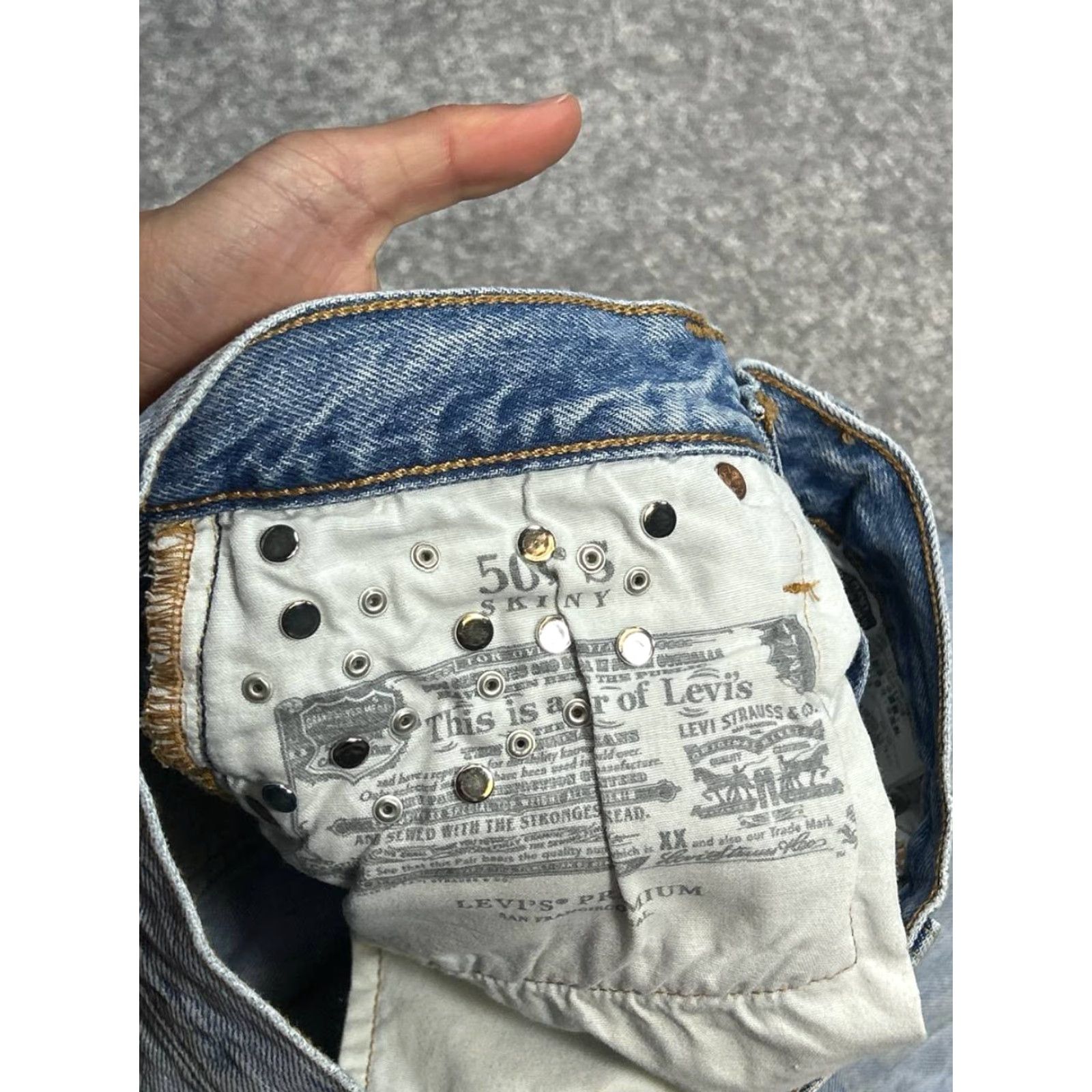 Levi's VINTAGE Levis 501 Jeans Womens 25x28 Blue Distressed Studded Frayed Hem 26x27 Shirt? Size 42" / US 20 - 7 Thumbnail
