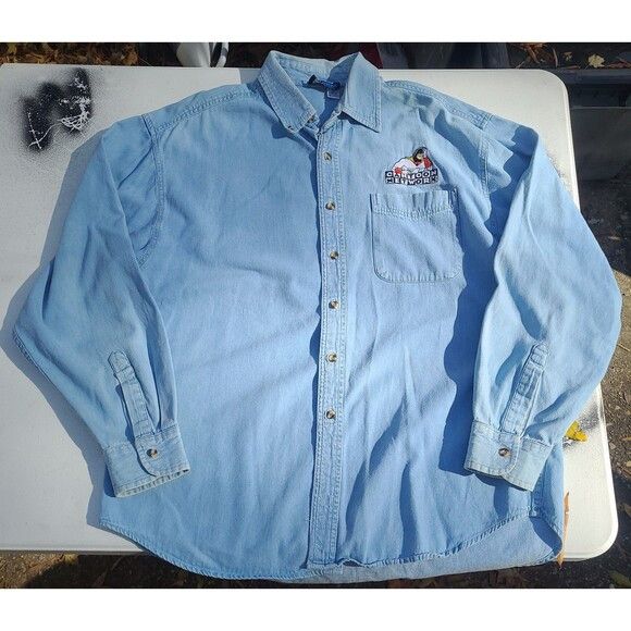 Cartoon Network Vtg Space Ghost Cartoon Network Denim button up shirt Size US XL / EU 56 / 4 - 2 Thumbnail