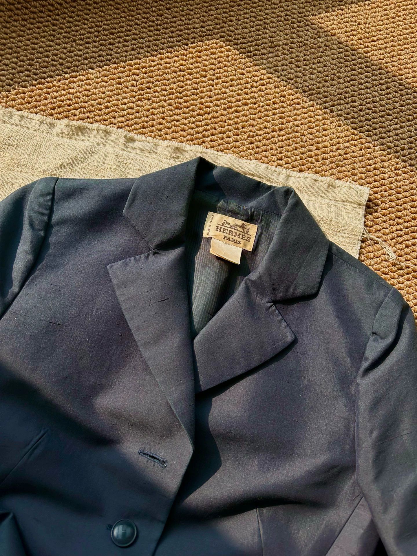 Hermes HERMES vintage waist-cinching distressed blazer women's navy black Size M / US 6-8 / IT 42-44 - 5 Thumbnail