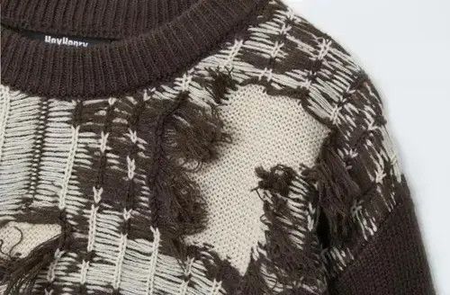Aran Isles Knitwear × Japanese Brand Streetwear Frayed Sweater Size US L / EU 52-54 / 3 - 4 Thumbnail