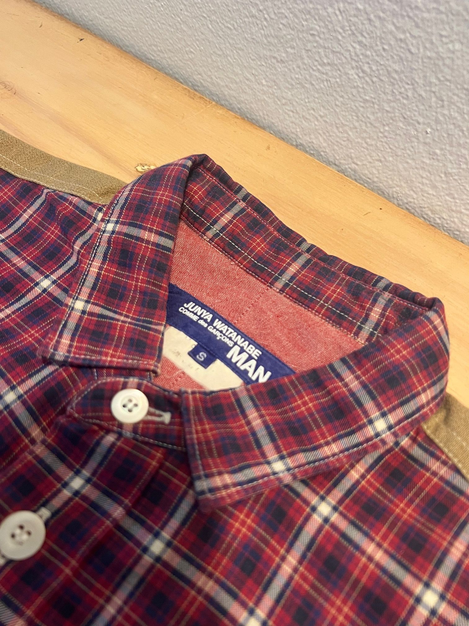 Image of Comme Des Garcons x Junya Watanabe Ss12 Shirt Cdg Junya Watanabe Man in Red Blue White Check (Size 