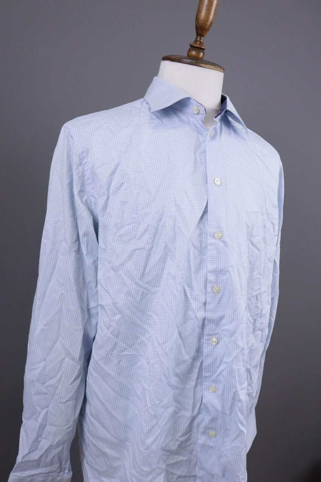Eton Eton Contemporary Check Blue Shirt Size 45 17.75 XXL Size US XXL / EU 58 / 5 - 9 Thumbnail