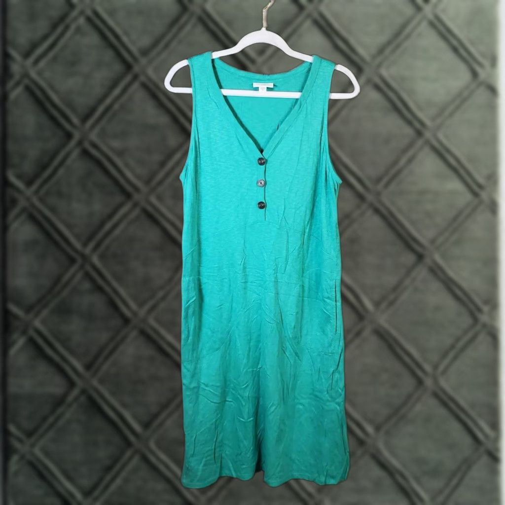 J. Jill J Jill Seamed V Neck Sleeveless Dress M Green Long Womens Size M / US 6-8 / IT 42-44 - 1 Thumbnail