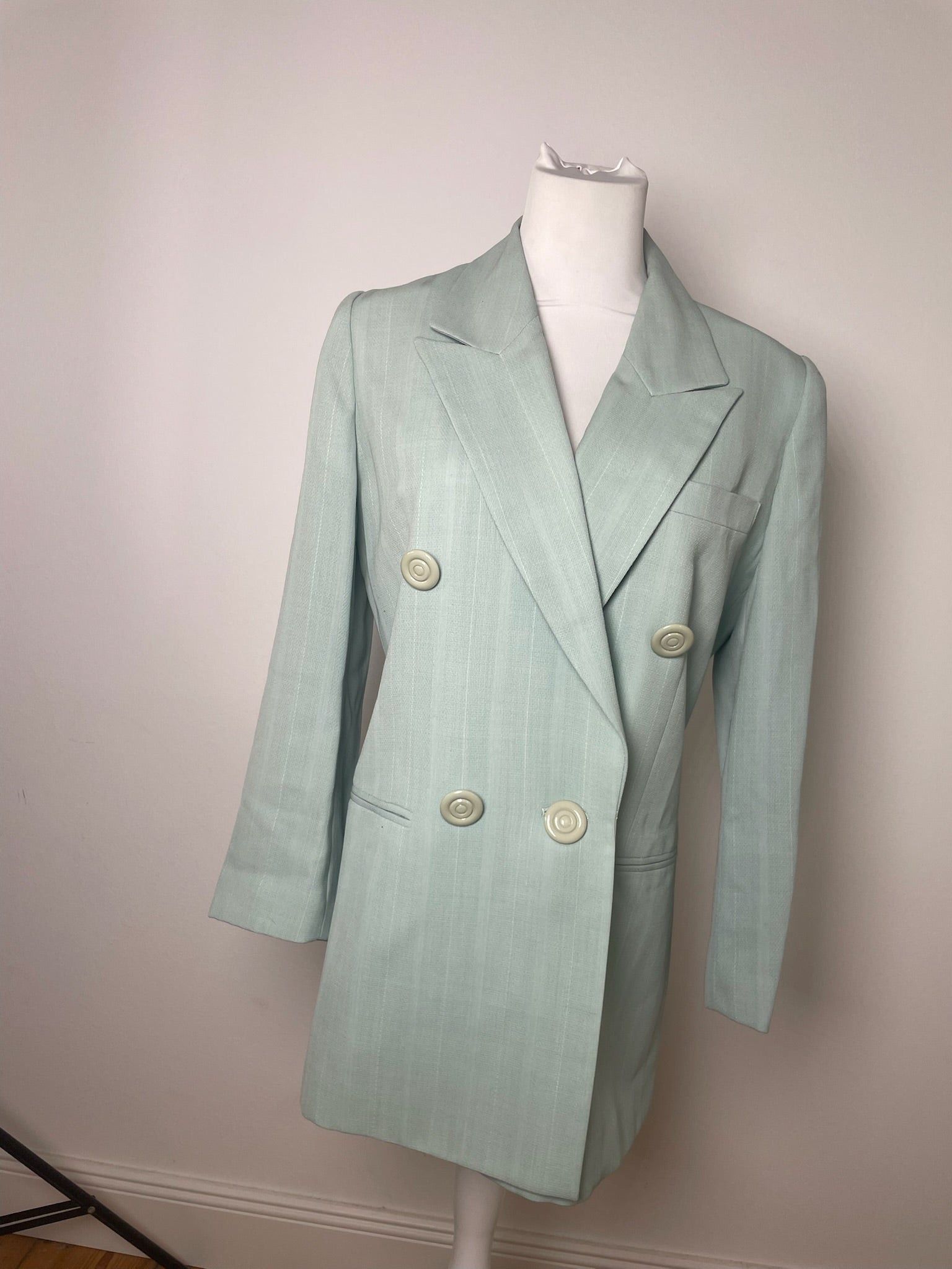 Dior Vintage wool Blazer / Trench turquoise M Size M / US 6-8 / IT 42-44 - 1 Thumbnail