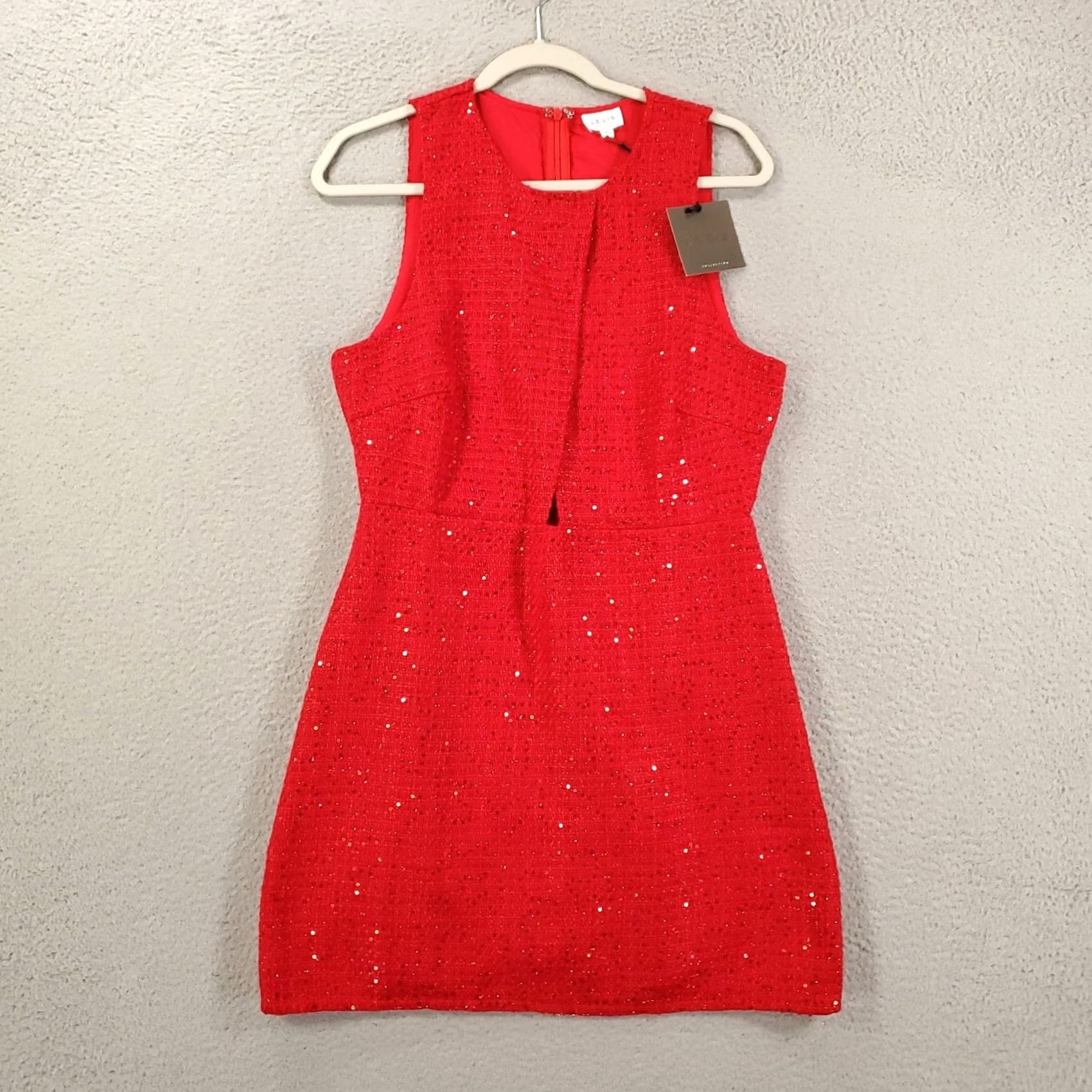 Vintage VINTAGE? New Le Lis Collection Dress Womens L Red Sparkle Sequin Mini Back Zip Lined Size L / US 10 / IT 46 - 4 Thumbnail