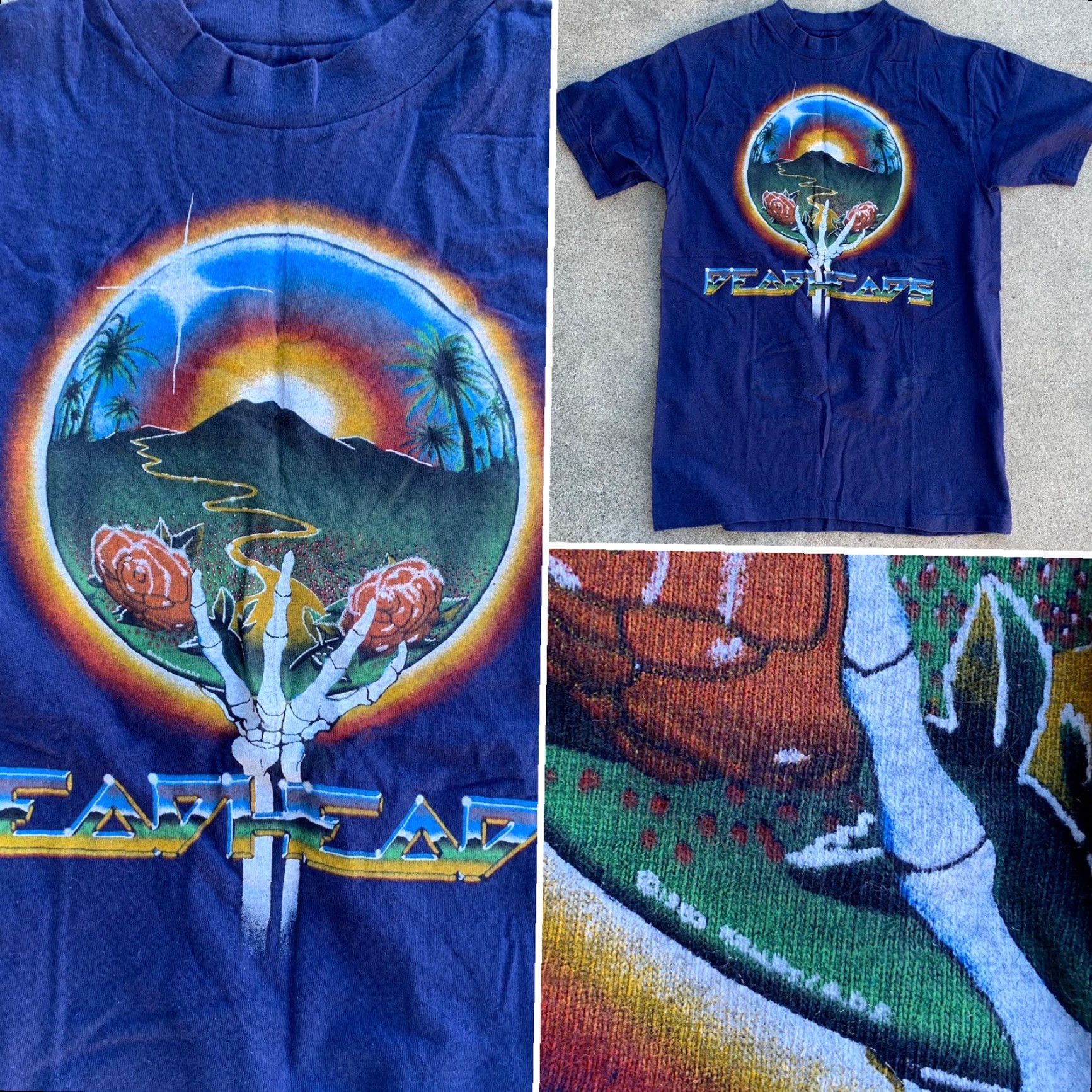Hanes vtg Deadheads t-shirt 1980s Mens M Blue 100% cotton Hanes Beefy-T graphic tee Psychedelic Art 80s Size US M / EU 48-50 / 2 - 3 Thumbnail
