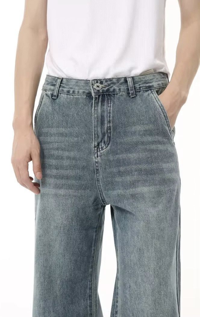 Draping Straight Wide Leg Loose Washed Jean