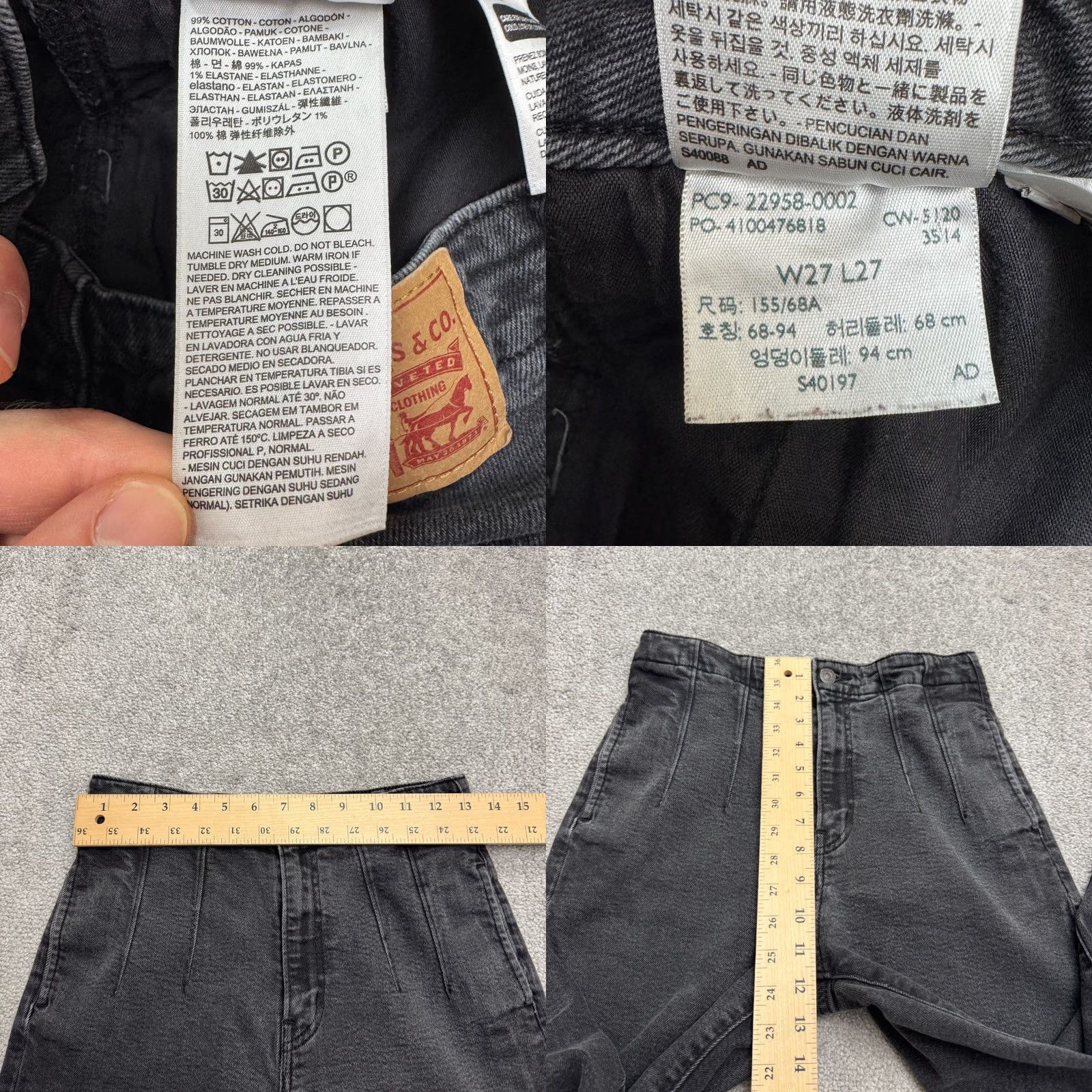 Levi's Levi's High Waisted Taper Denim Mom Jeans Womens 27x27 Washed Black Casual 27 Jeans Womens Levi's Black City Streetwear 90s Womens Size 27" / US 4 / IT 40 - 9 Thumbnail
