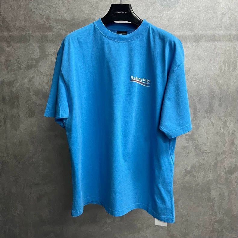 Balenciaga Balenciaga Blue Logo Letter Printed Short Sleeve T-shirt-25 Size US XS / EU 42 / 0 - 1 Thumbnail