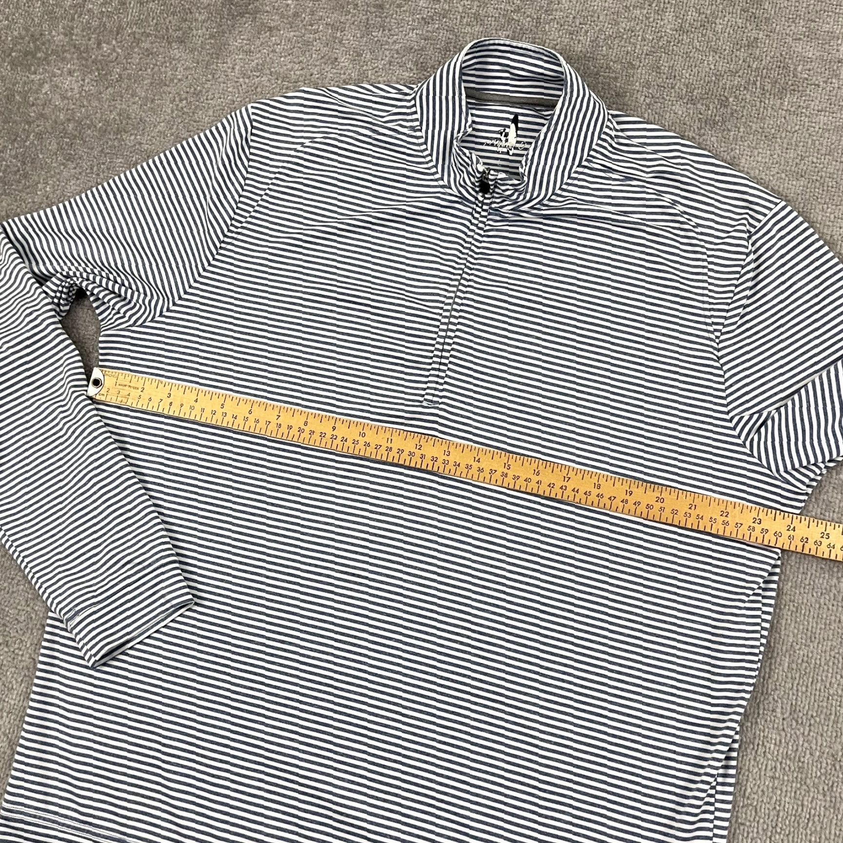 johnnie-O Johnnie O Turn Striped Prep Performance Pullover Jacket Mens Large Blue White Golf Zip Size US L / EU 52-54 / 3 - 6 Thumbnail