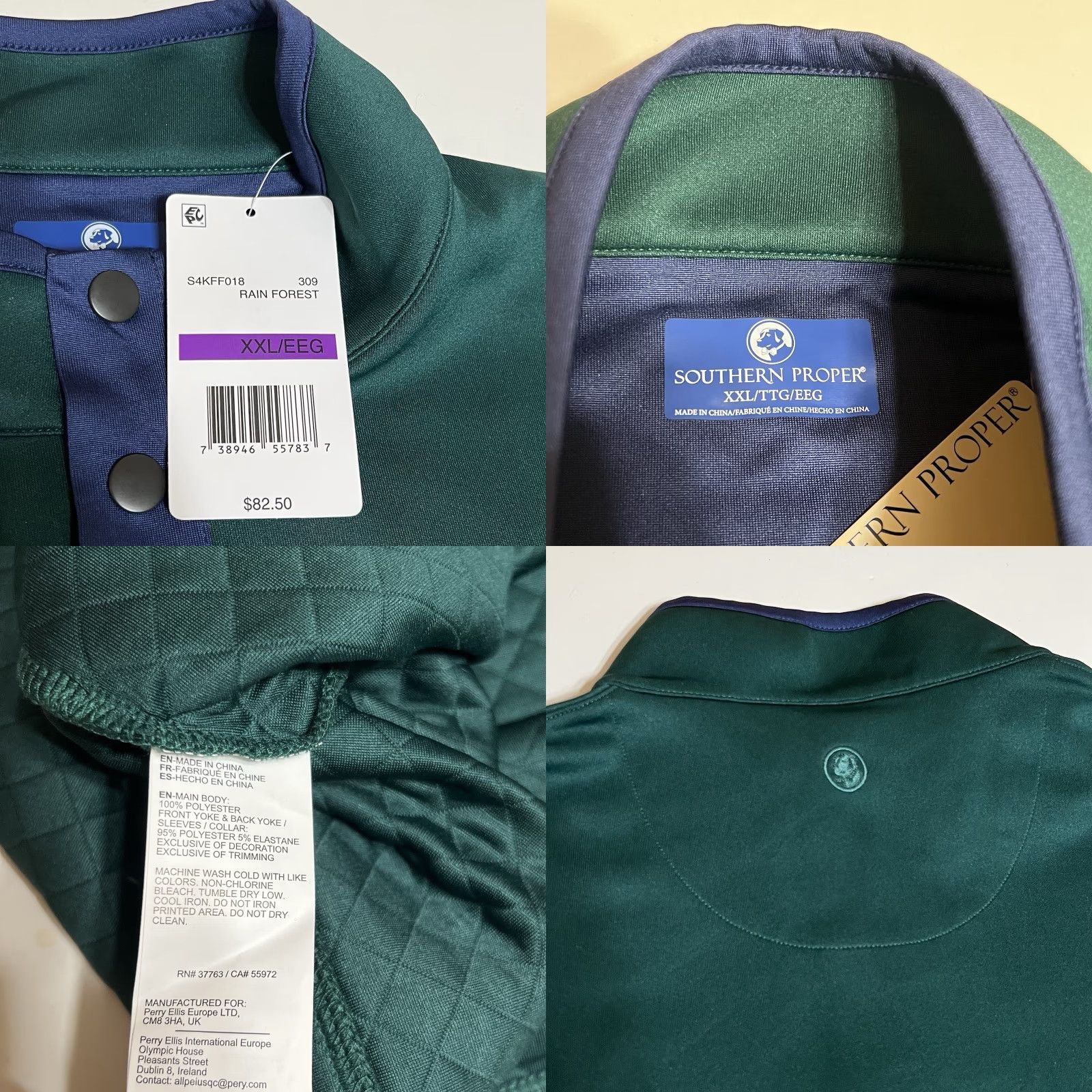 Southern Proper Southern Proper Mens Sweater Knit Pullover 1/4 Snap Button Green XXL NWT Holiday/Outdoor Style (Preppy) Mens Size US XXL / EU 58 / 5 - 8 Thumbnail
