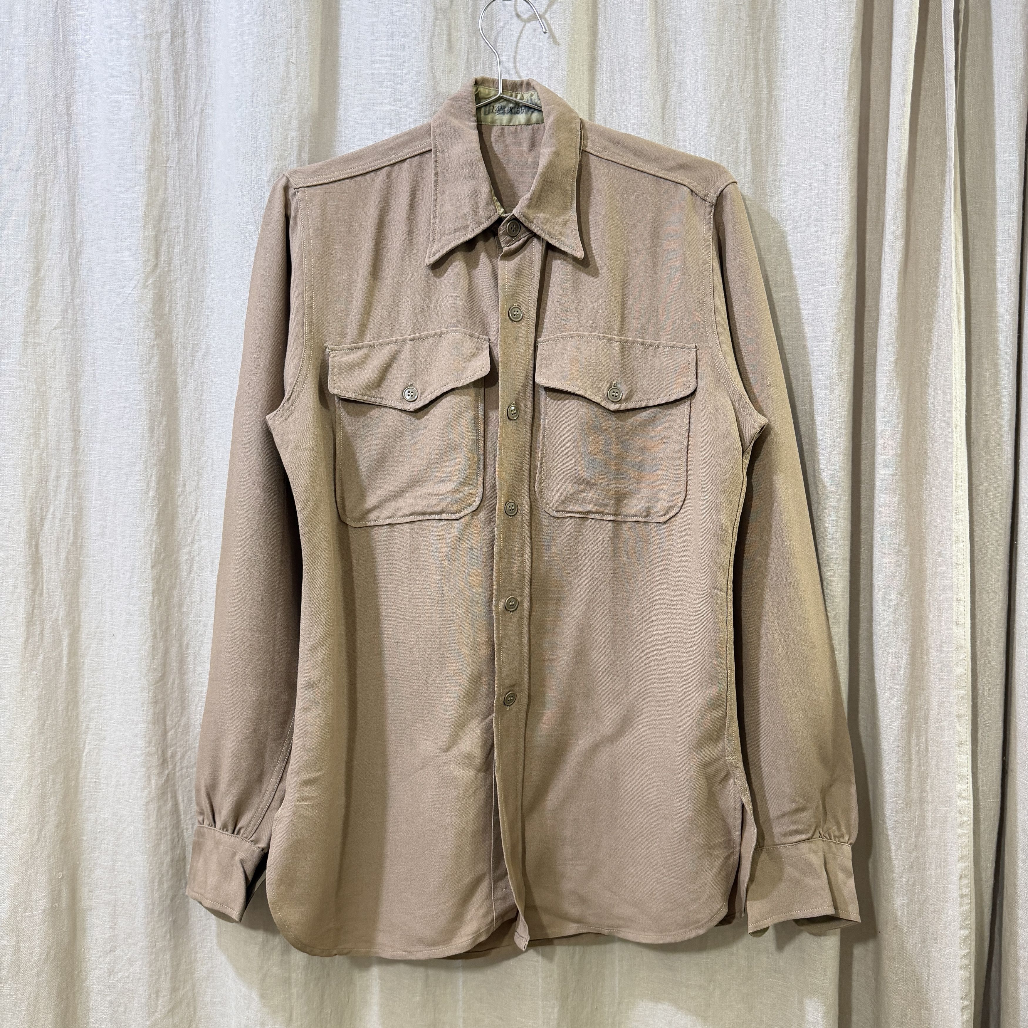 Vintage 1950s Tan Military Mohair Blend Field Shirt Size US M / EU 48-50 / 2 - 1 Thumbnail