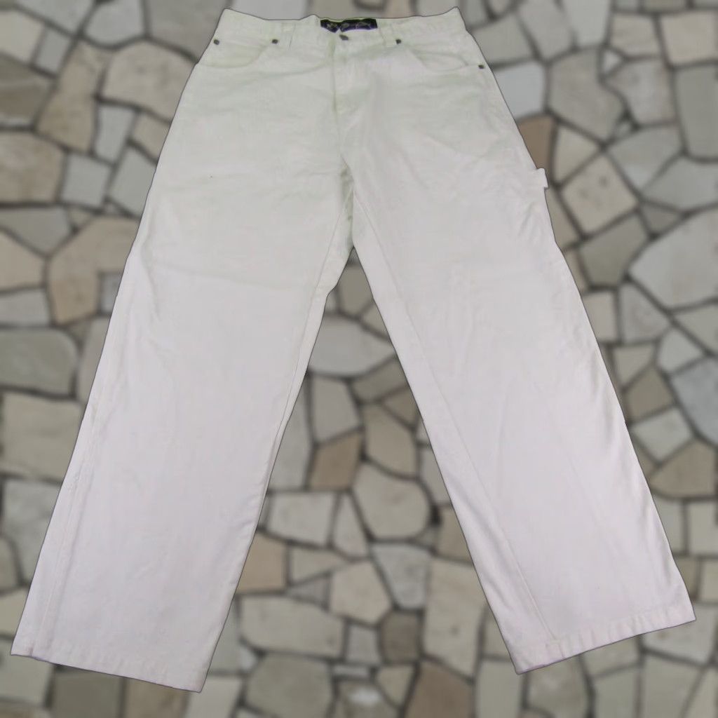 Denime VINTAGE Kno Betta Jeans Mens 36 White Denim Carpenter Baggy Straight 90s Hip Hop Outdoor Mens Size US 35 - 1 Thumbnail