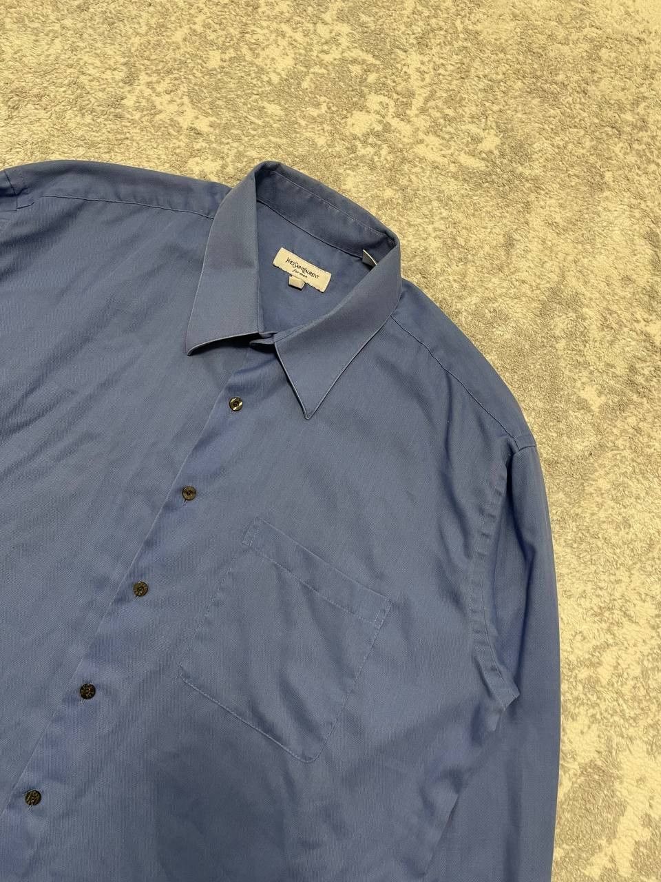 Yves Saint Laurent Vintage Yves Saint Laurent Blue Shirt Men’s Cotton Blend 90s Size US XL / EU 56 / 4 - 3 Thumbnail