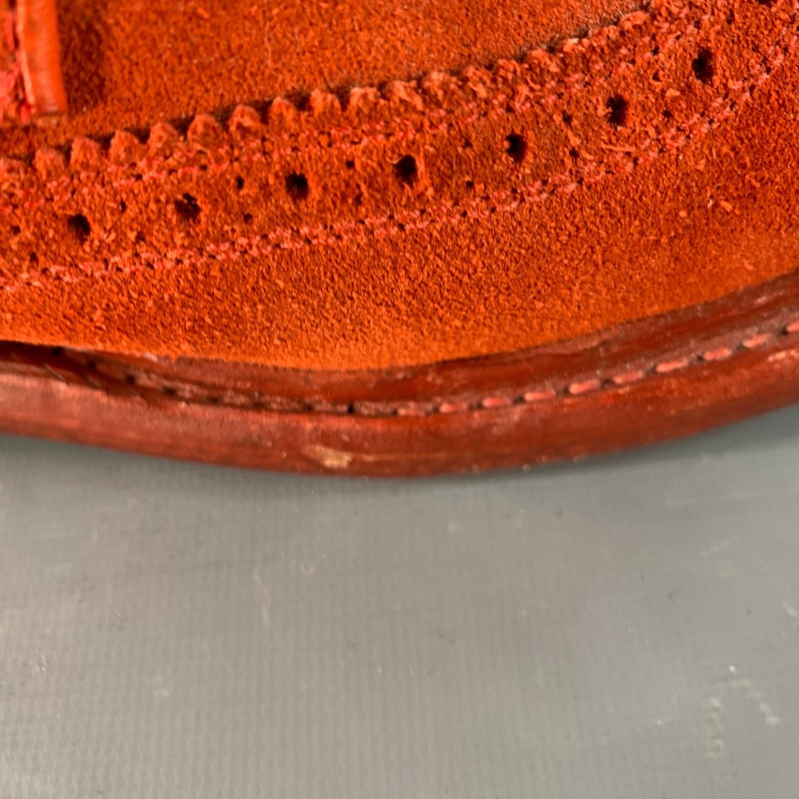 Florsheim 10 Orange Perforated Suede Wingtip Ankle Boots Size US 10 / EU 43 - 9 Thumbnail