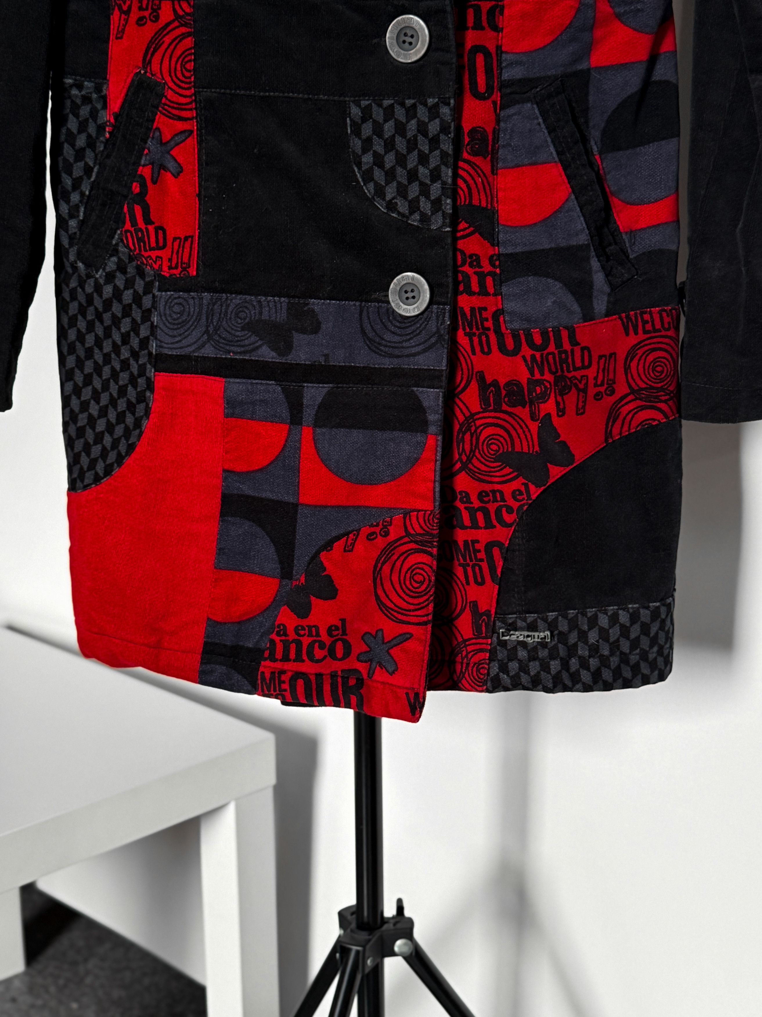 Desigual Desigual Women’s Patchwork Velvet Coat Geo Print Graphics Size M / US 6-8 / IT 42-44 - 4 Thumbnail