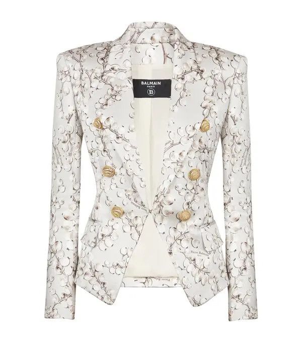 Balmain o1s1wg111025 Redcurrant Print Blazer in Multicolor Size S / US 4 / IT 40 - 1 Thumbnail