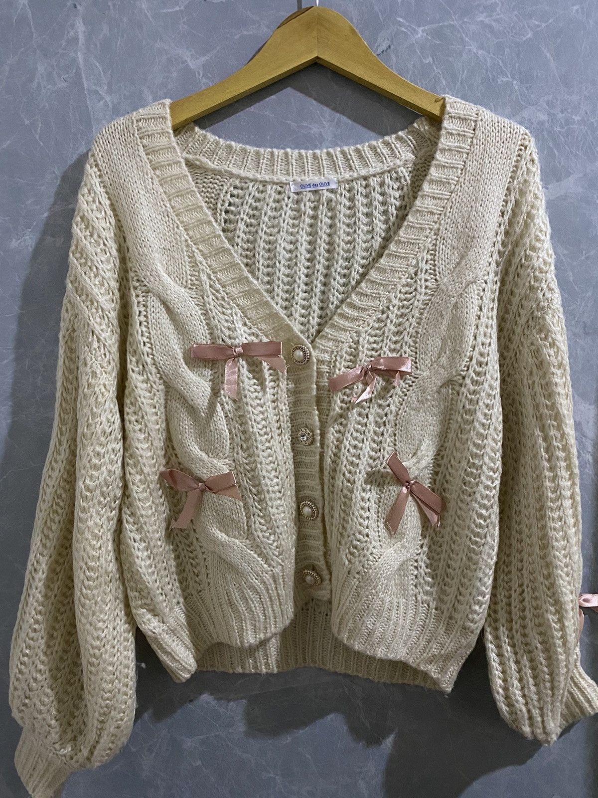 Japanese Brand × Vintage Vintage Olive des olive cable knit sweater Size M / US 6-8 / IT 42-44 - 1 Thumbnail