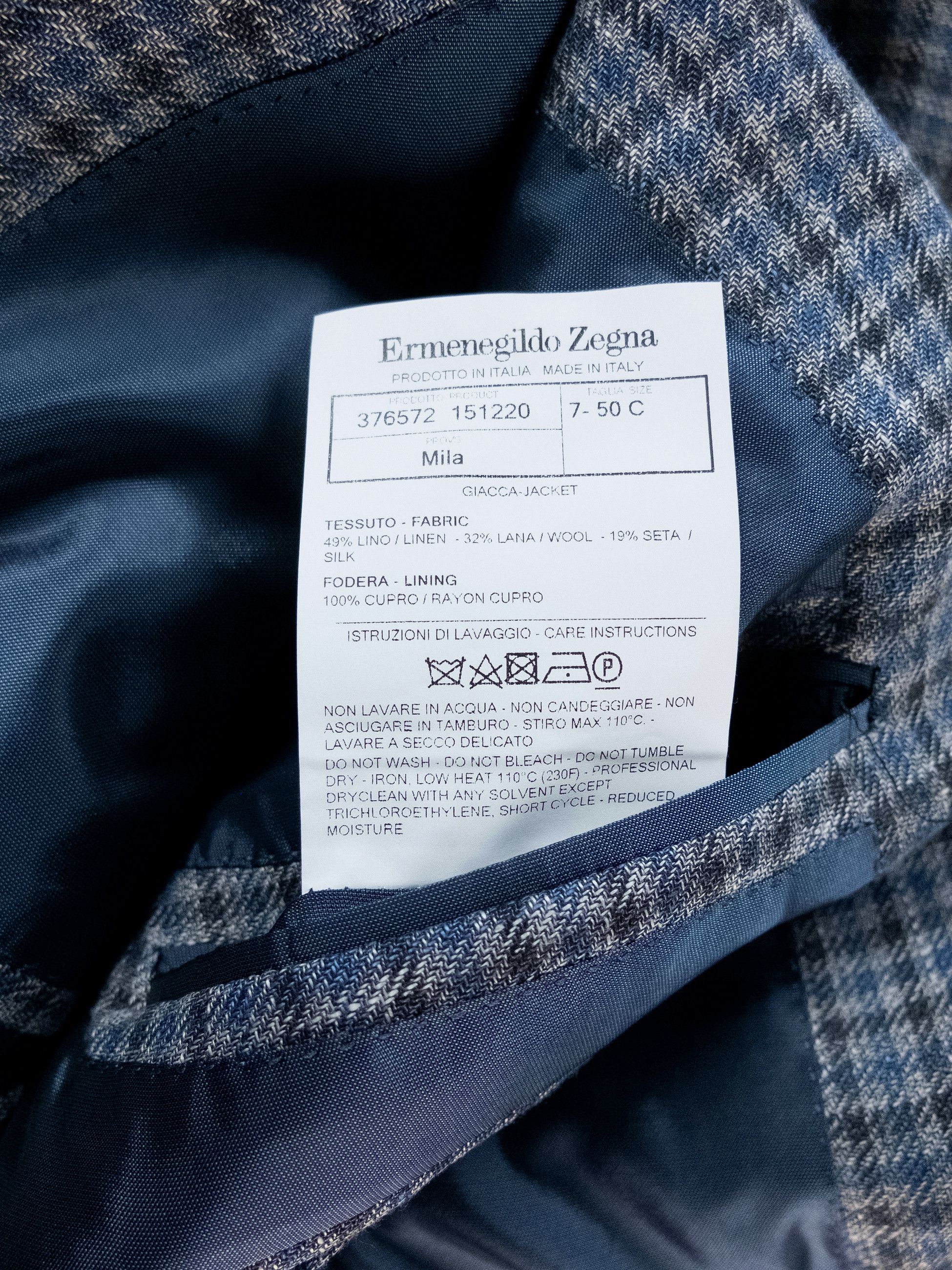 Ermenegildo Zegna ERMENEGILDO ZEGNA gray gingham linen wool silk sportcoat Size 40R - 10 Thumbnail