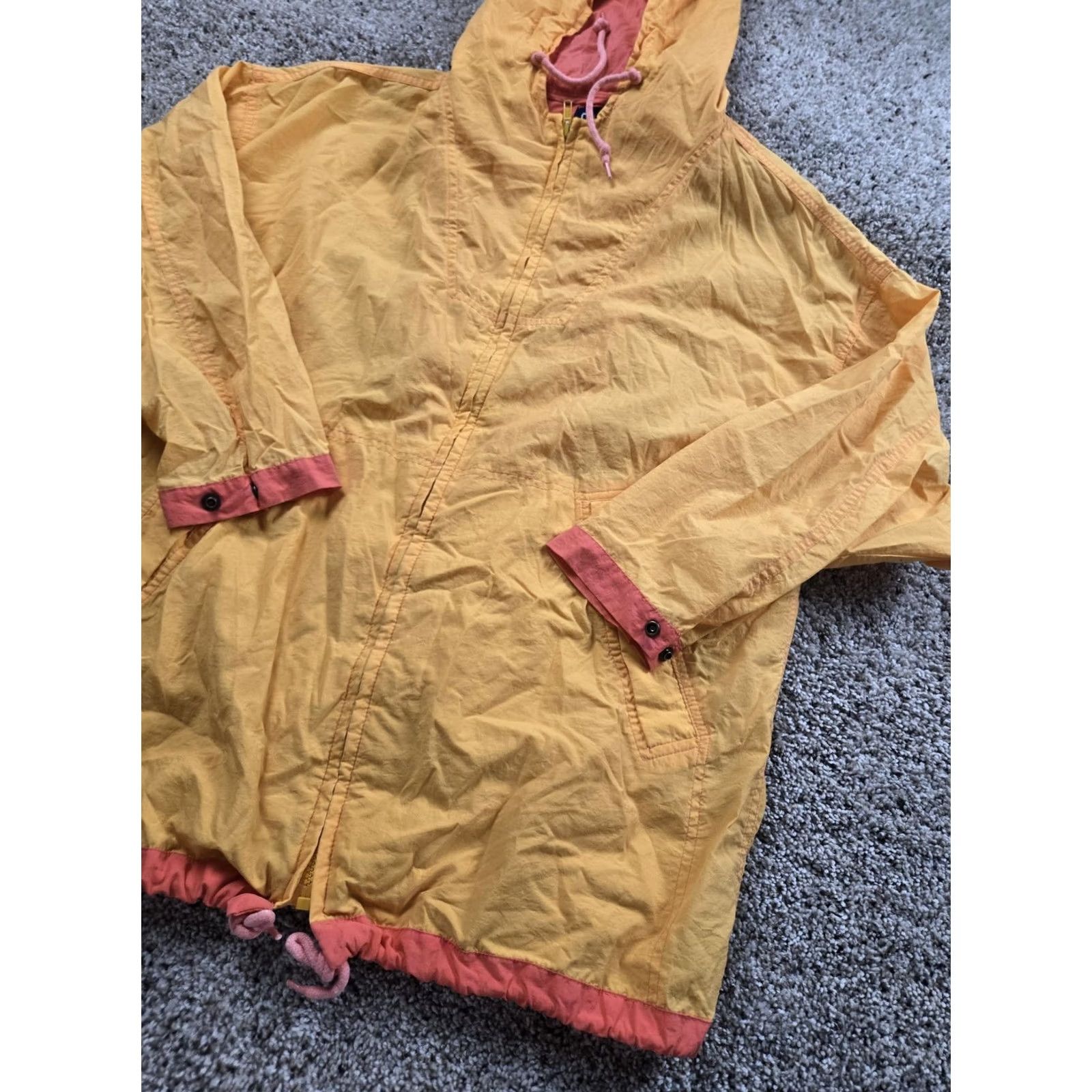 Gap VINTAGE GAP Jacket Womens L Yellow Orange Hooded Nylon Windbreaker Zip 90s Size L / US 10 / IT 46 - 2 Thumbnail