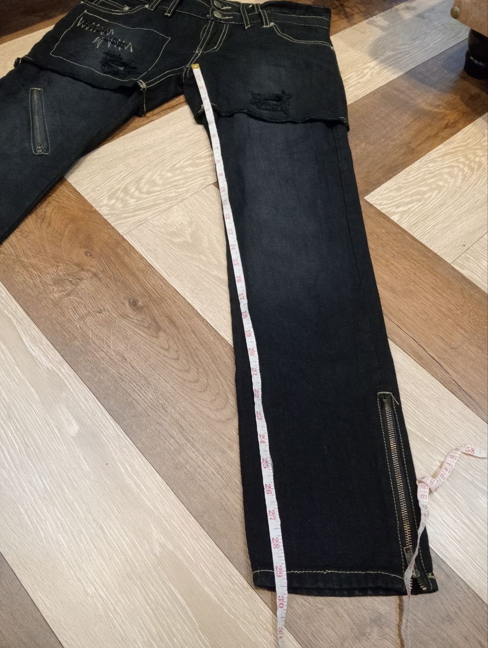 Japanese Brand JAPANESE KMK JEANS FEATURE A UNIQUE DOUBLE WAIST ANKLE ZIP Size US 34 / EU 50 - 12 Thumbnail