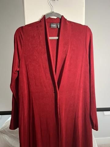 Chicos Chico's Travelers Red Long Cardigan Size ONE SIZE - 1 Thumbnail