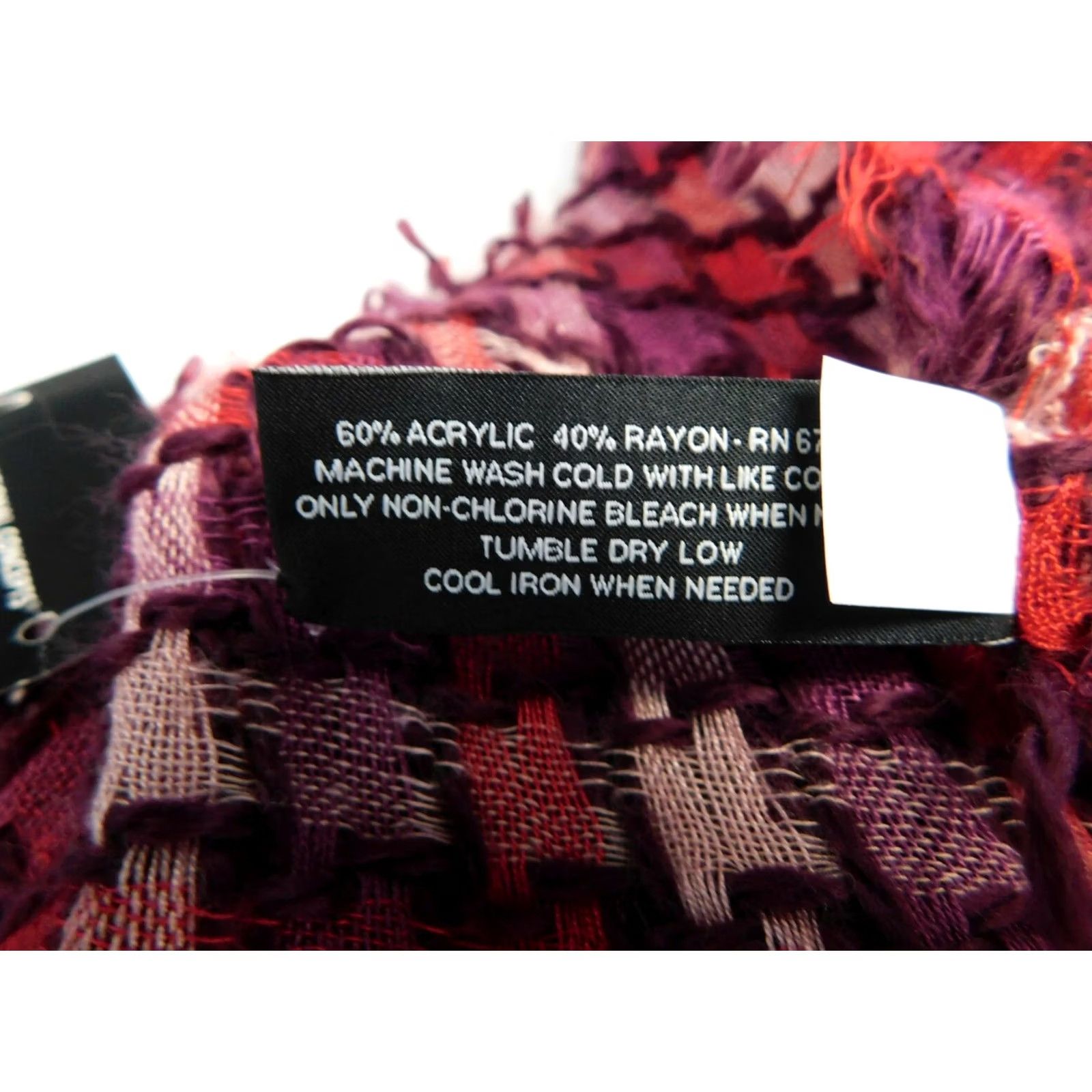 Vintage INC International Concepts Scarf Red Houndstooth Patchwork Fringe Oversize Rectangle Womens Size ONE SIZE - 5 Thumbnail