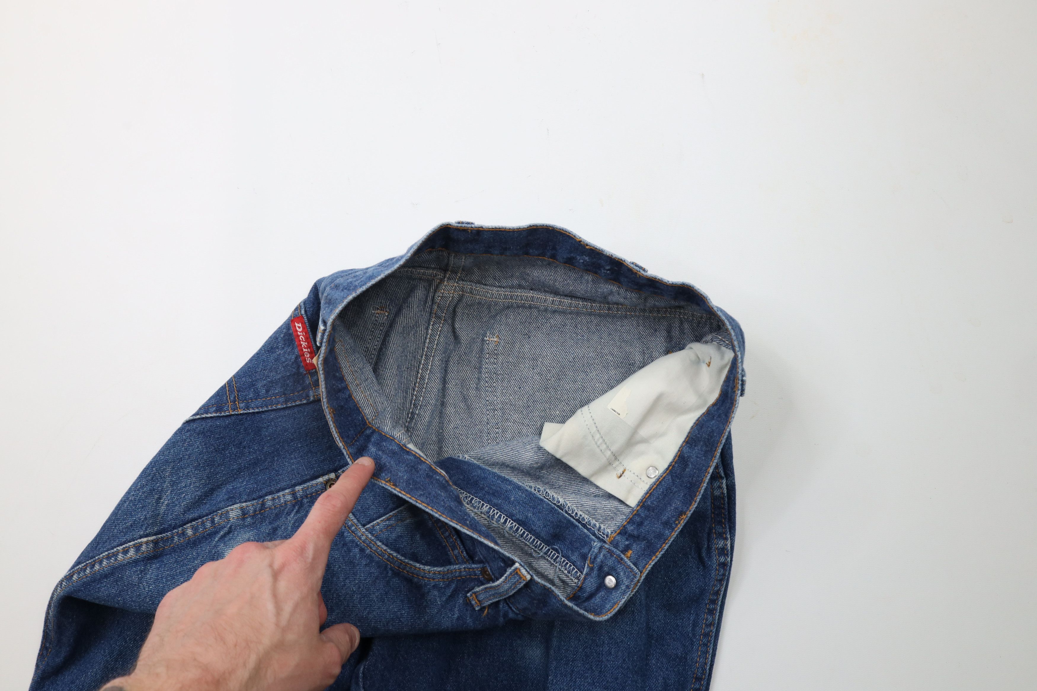 Dickies × Vintage Vintage 90s Dickies Spell Out Denim Jeans Blue Cotton Size US 32 / EU 48 - 7 Thumbnail