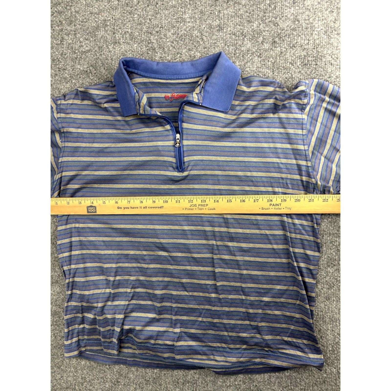 Vintage in fiamme Polo Shirt Mens M Blue Yellow Striped 1/4 Zip Made Italy Cotton Short Sleeve Size US M / EU 48-50 / 2 - 3 Thumbnail