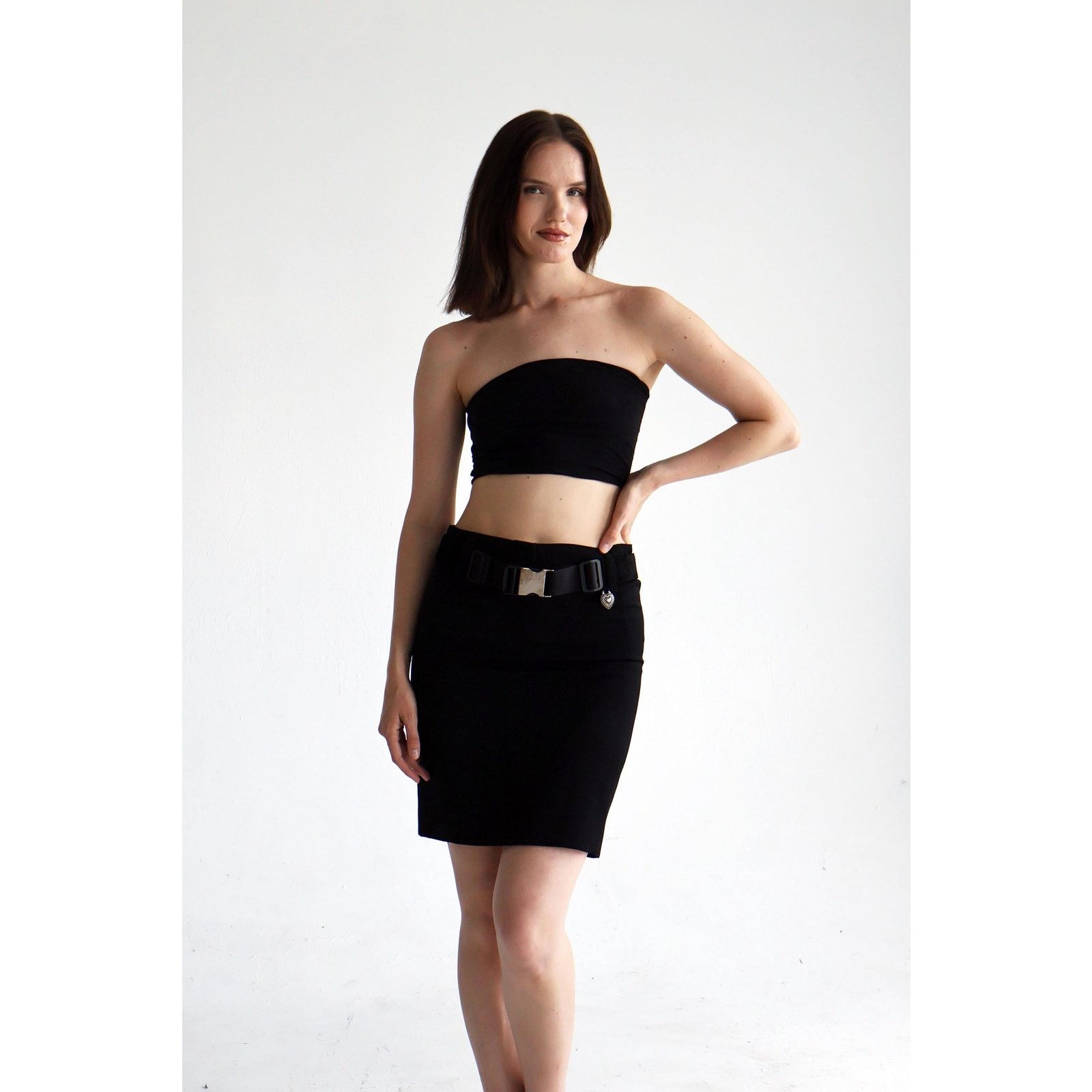 Prada Vintage PRADA 2000s Wool Pencil "Seat Belt Buckle" Skirt Size 27" / US 4 / IT 40 - 5 Thumbnail