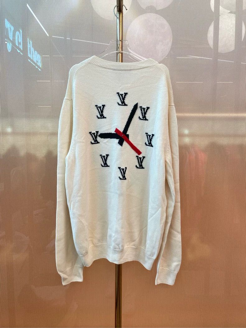Louis Vuitton Off-white clock pattern cardigan sweater