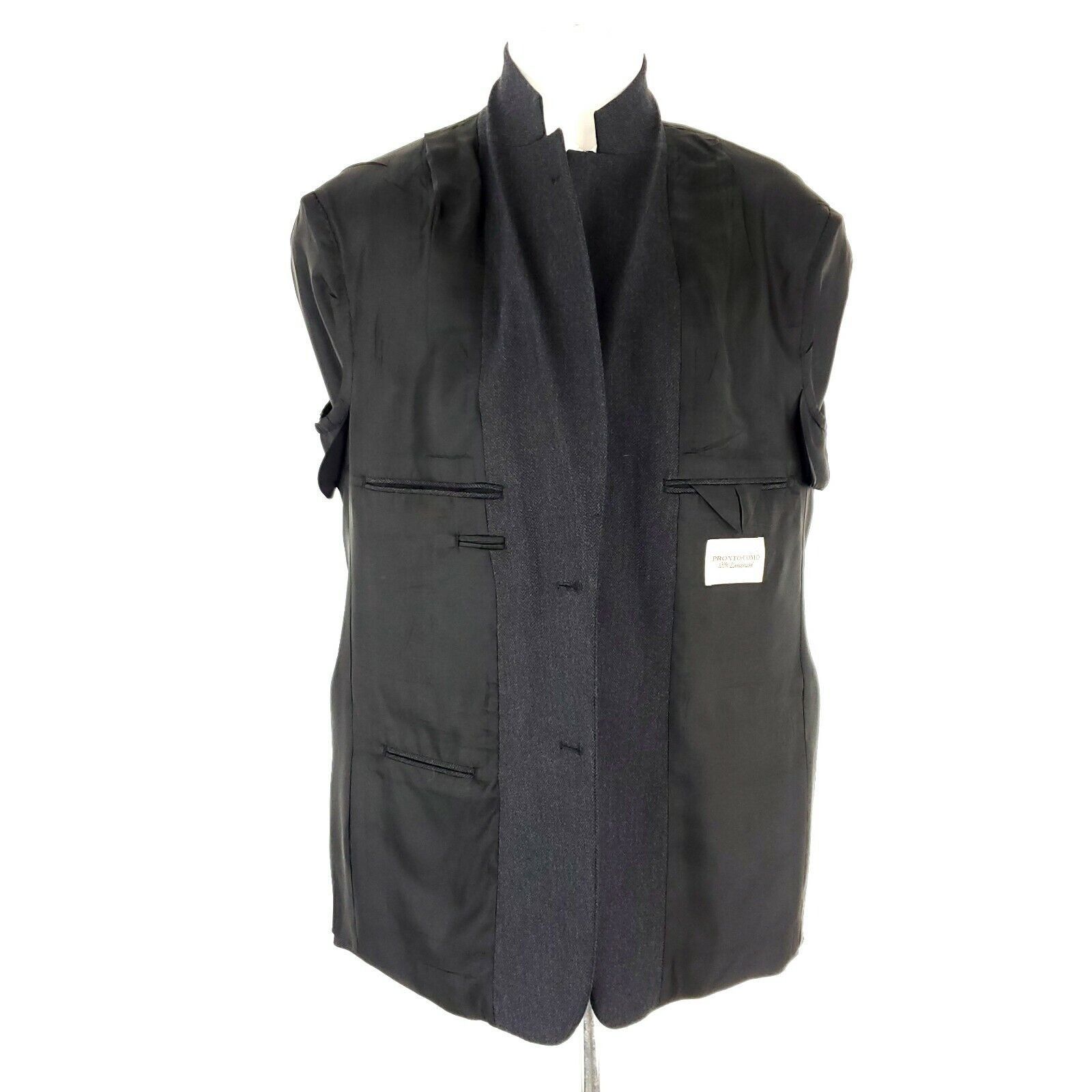 Pronto Uomo Pronto Uomo Lambswool 2 Button Blazer 44R Gray Herringbone S Size 44R - 10 Thumbnail