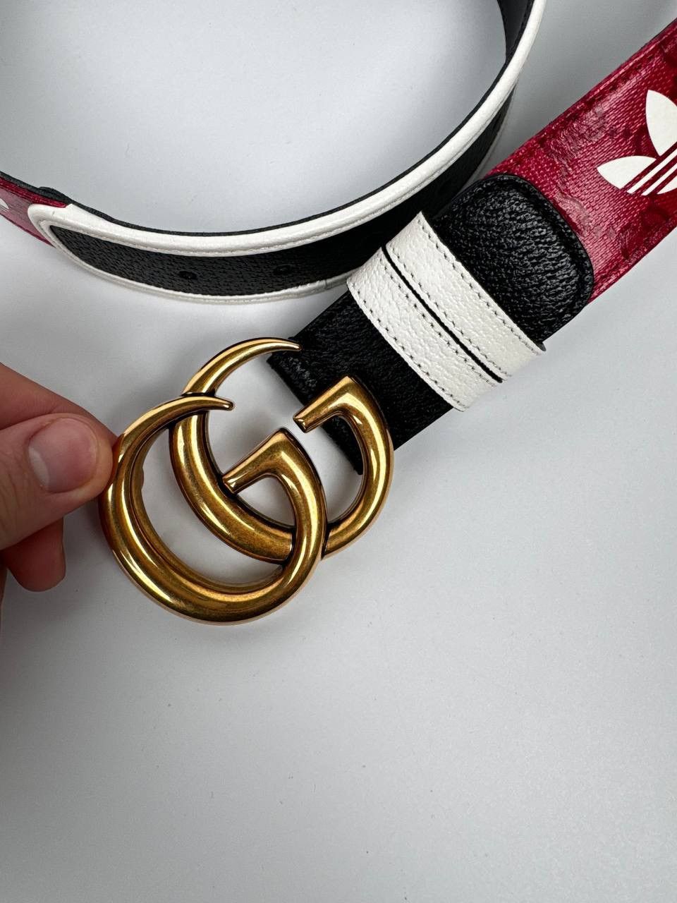 Gucci Gucci Adidas GG Monogram leather belt Size 34 - 5 Thumbnail